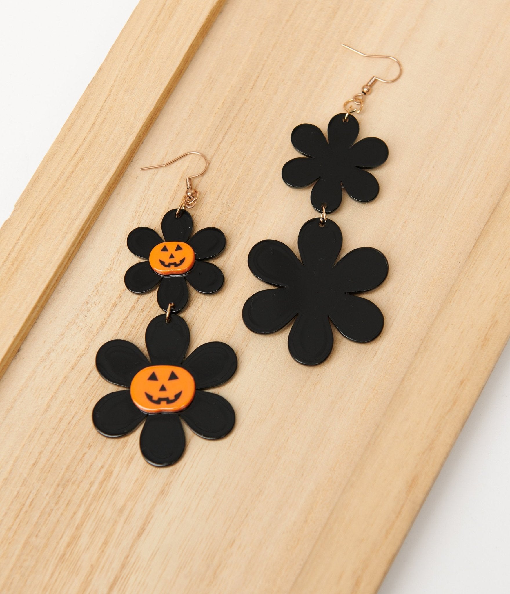 1960s Groovy Jack O Lantern Flower Power Earrings