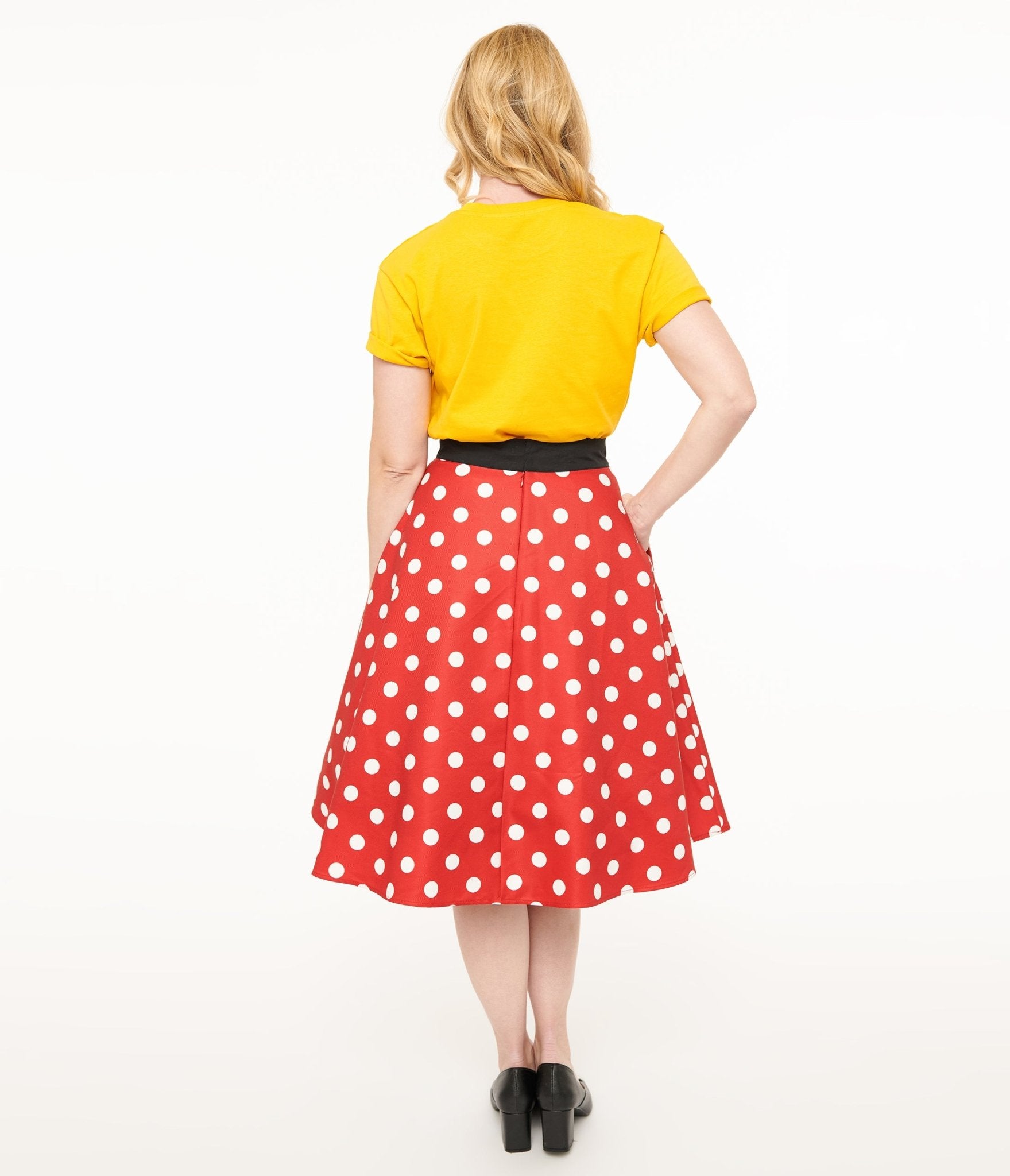 Disney Mickey & Friends Collection by Unique Vintage Red & White Polka Dot Mickey Mouse Vivien Swing Skirt