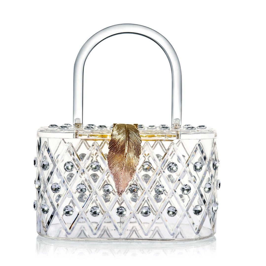 Milanblocks 1950s The Princess Clear Crystal Acrylic Box Clutch Handbag