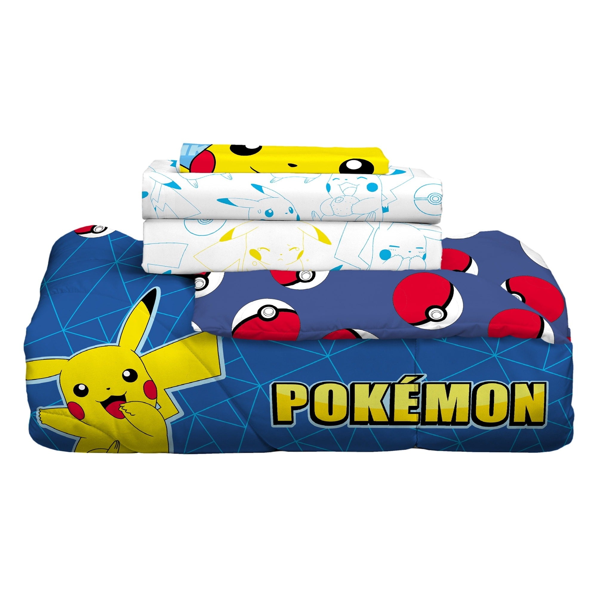 Pokemon 6A5246 Kids Twin Bed in a Bag, Gaming Bedding, Comforter Sheet Set and Bonus Tote, Blue