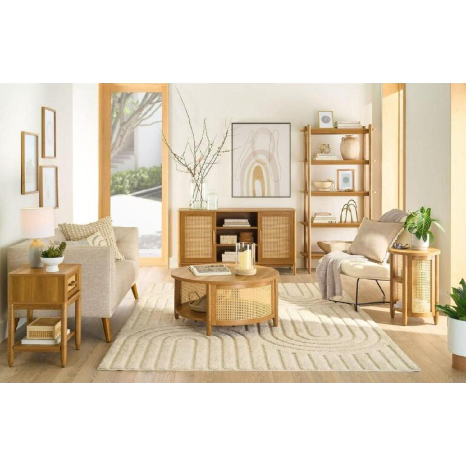 Better Homes and Gardens 434754 Springwood 5 Shelf Bookcase with Solid Wood Frame, Light Honey Finish