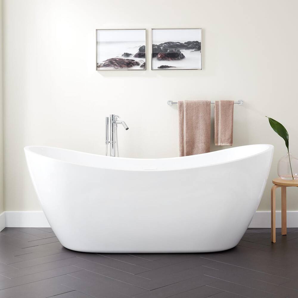 72 Sheba Acrylic Double-Slipper Tub - White Drain Trim