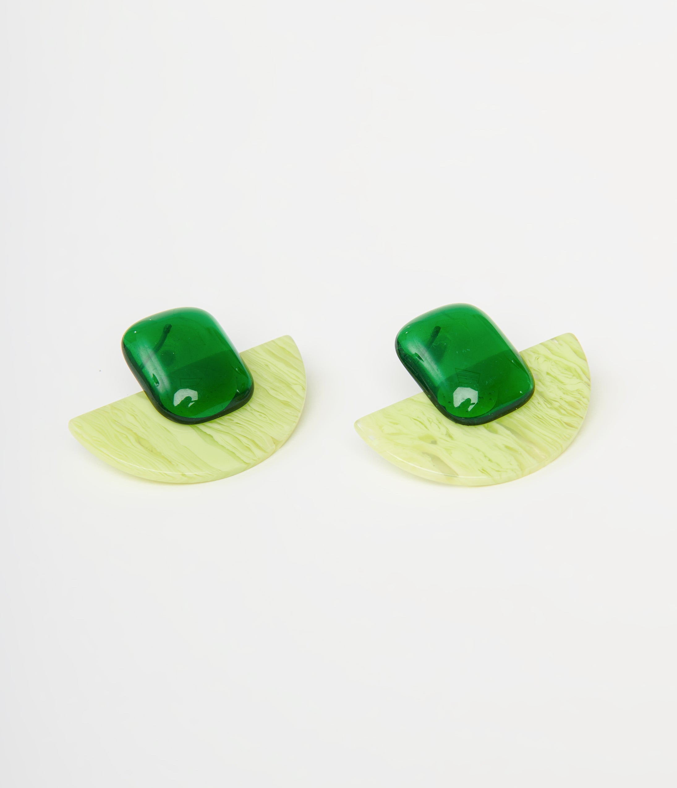 1960s Green Geometric Earrings