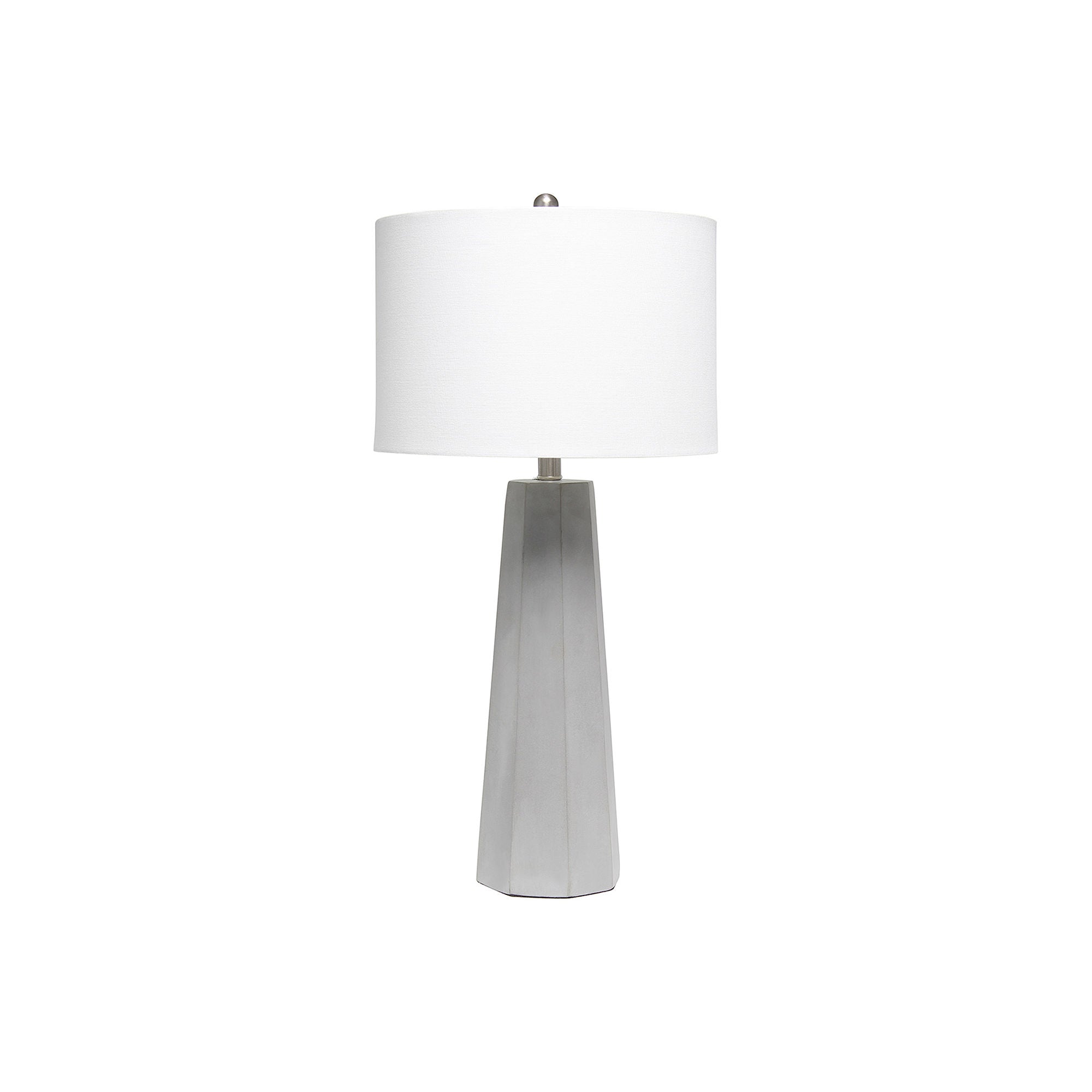 Lalia Home LHT-5011-WH Concrete Pillar Table Lamp with White Fabric Shade