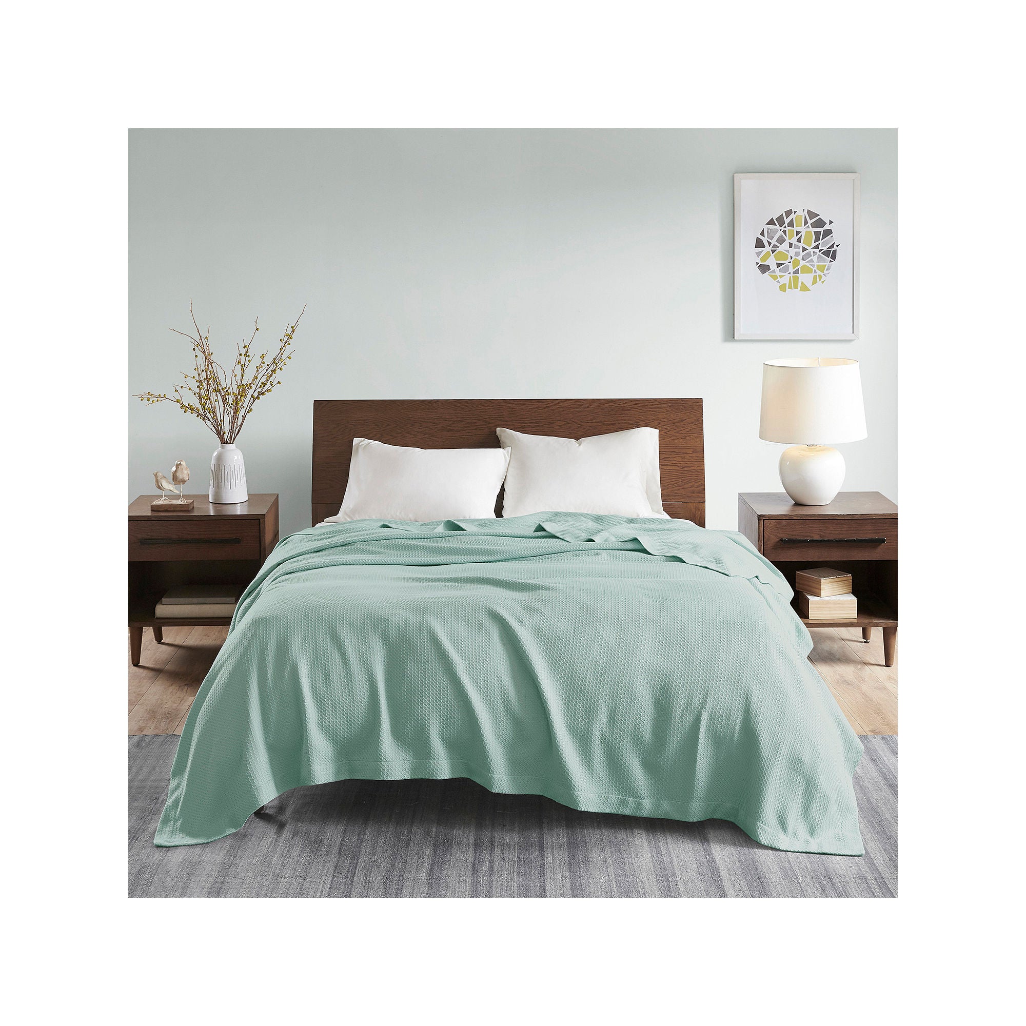 Madison Park Egyptian Cotton Blanket - SEAFOAM ONE SIZE