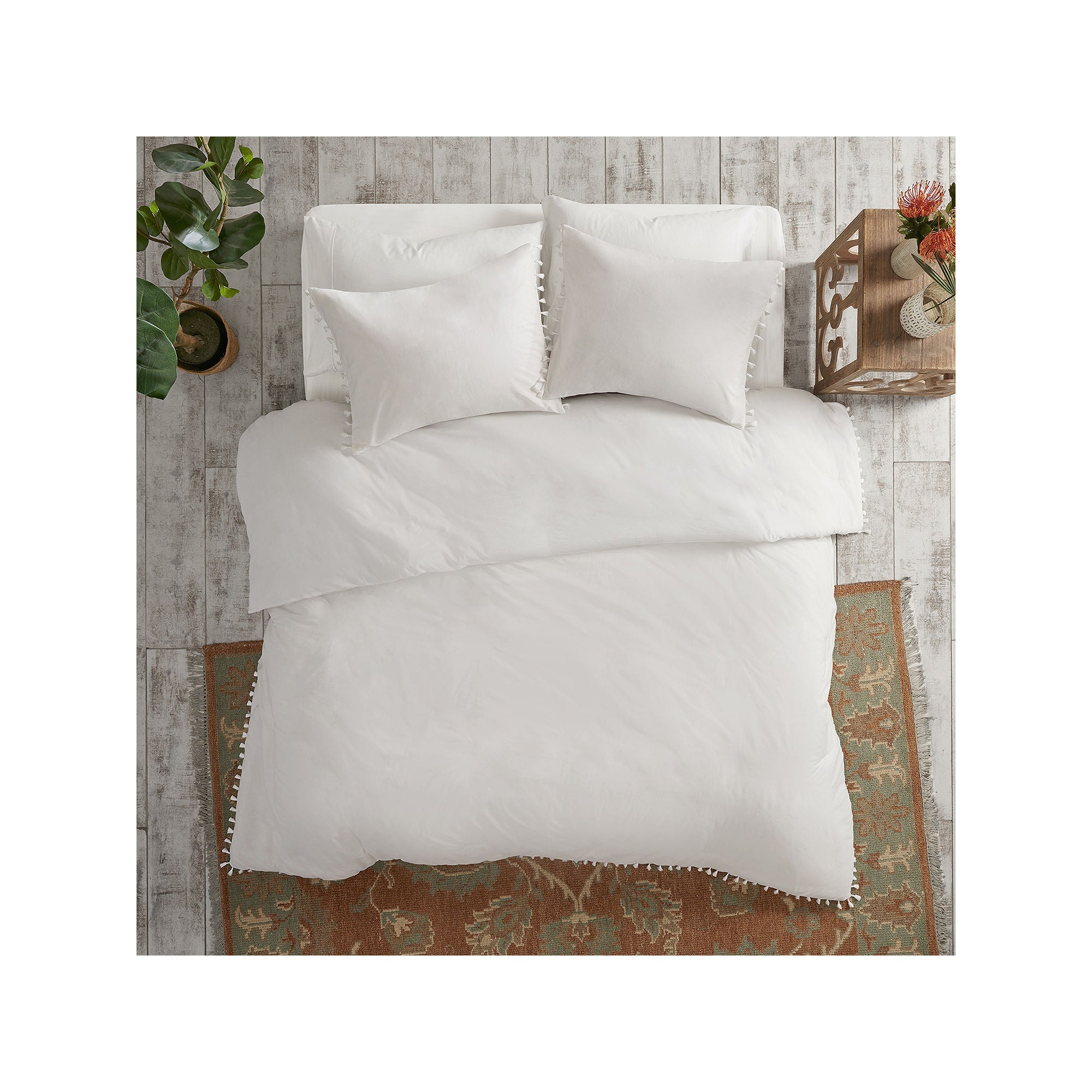 Madison Park Daisi Cotton Duvet Cover Set - IVORY ONE SIZE