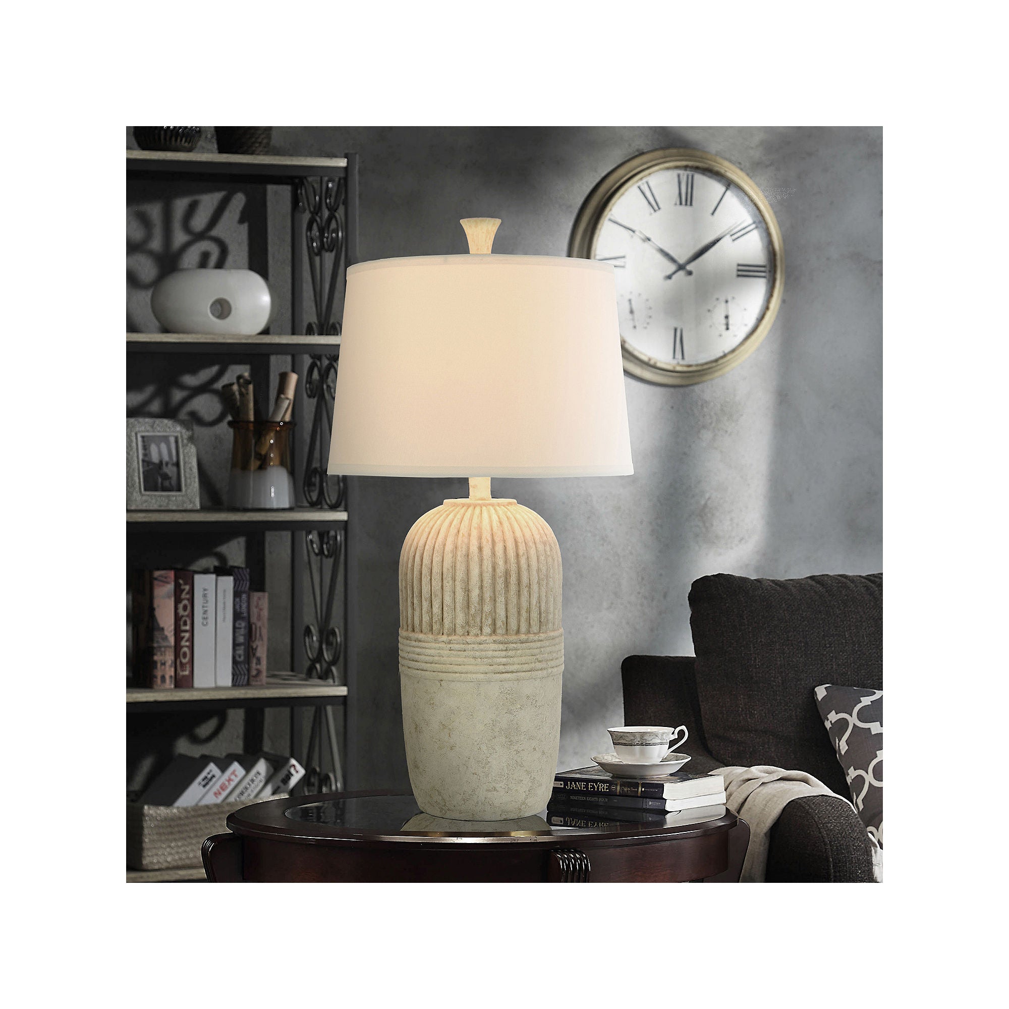 Collective Design By Stylecraft White Washed Pottery Style Table Lamp TL332570JCADS - WHITE WASHED ONE SIZE