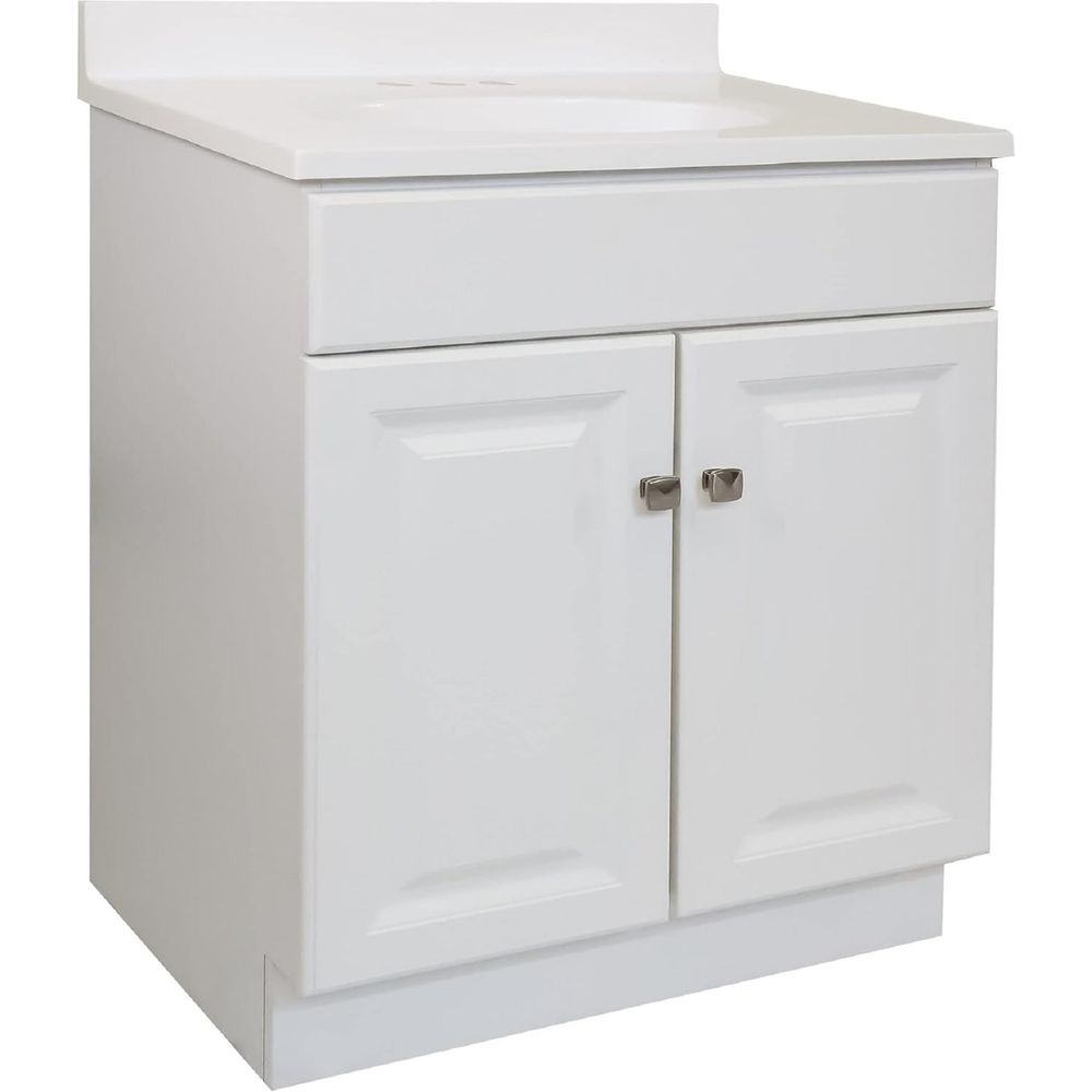 Design House 591222 Wyndham 2-Door Bathroom Cultured Marble 4 Centerset Vanity Top Unassembled, 31x19, White