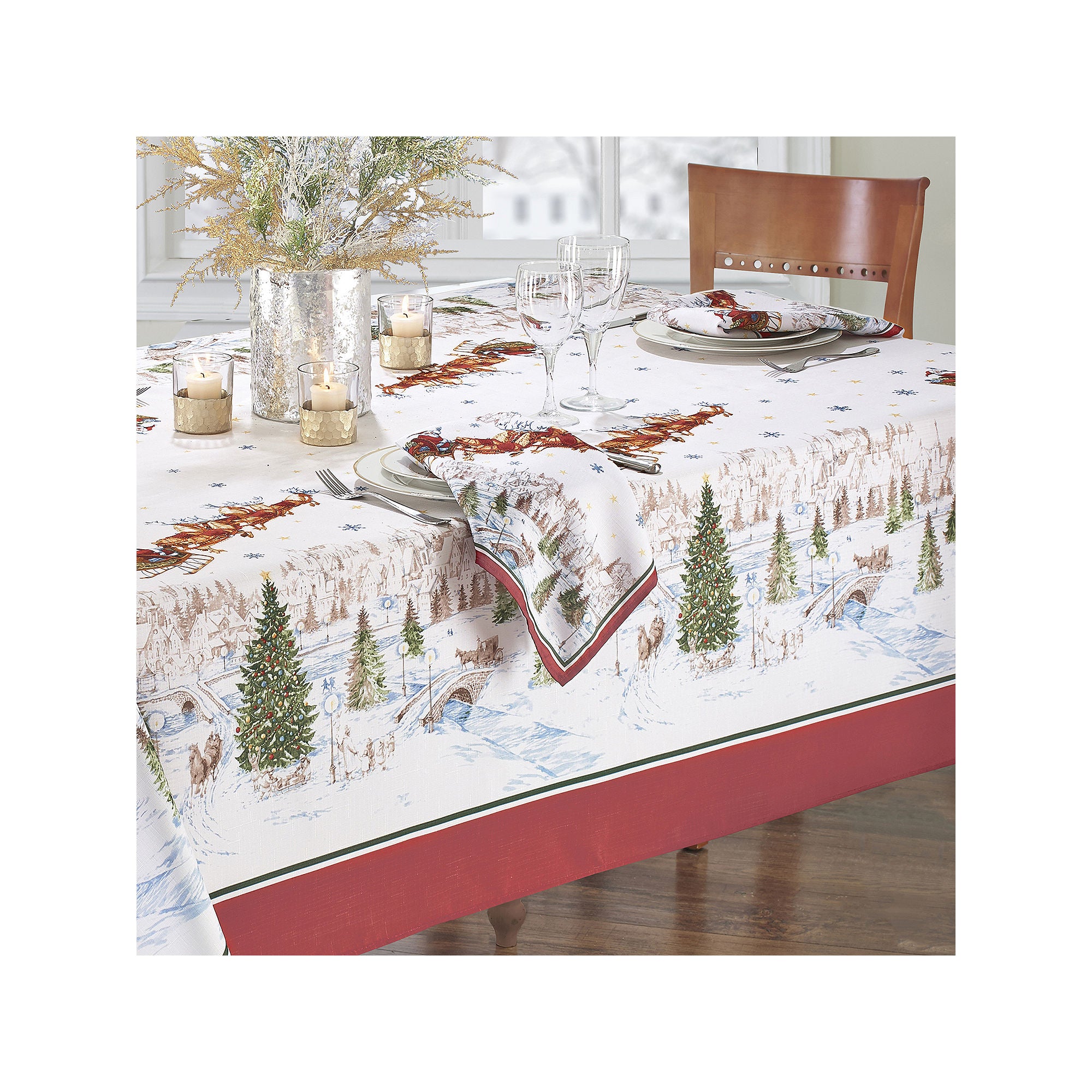 Elrene Home Fashions Snowy Sleighride Tablecloth - MULTI ONE SIZE