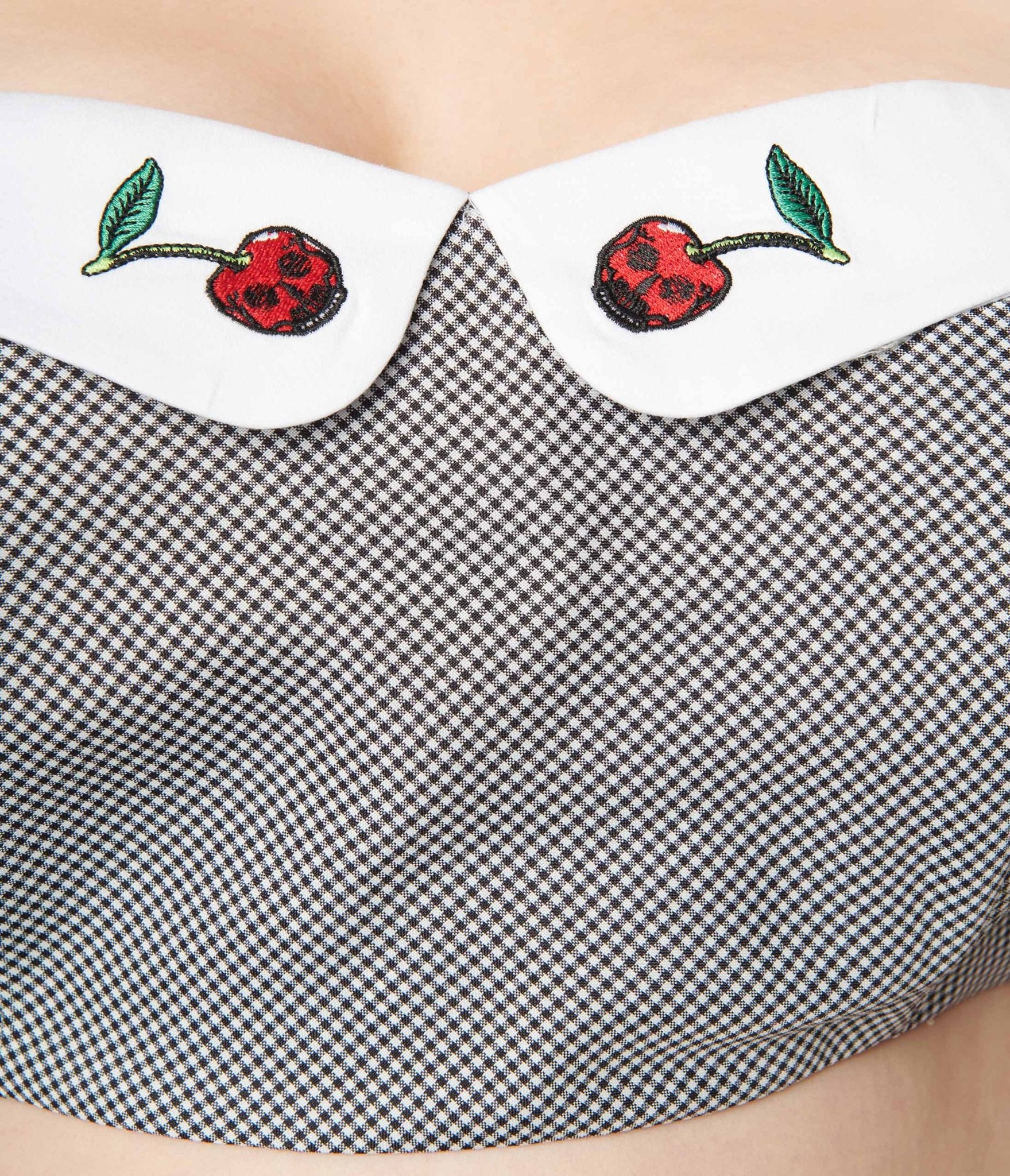 Plus Size Black Gingham & Cherry Skull Bandeau Crop Top