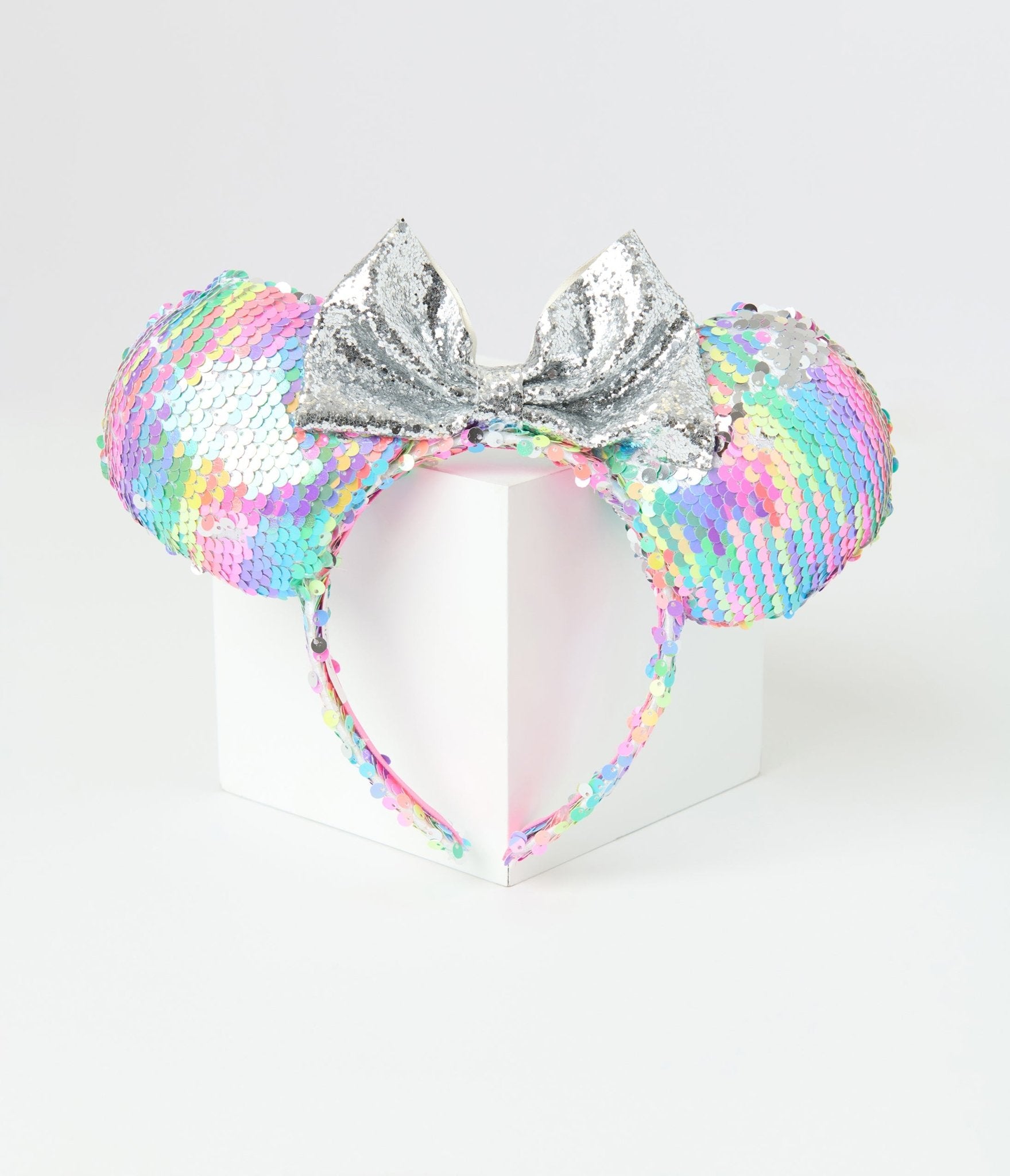 Minnie Mouse Pastel Rainbow Sequin Plush Headband