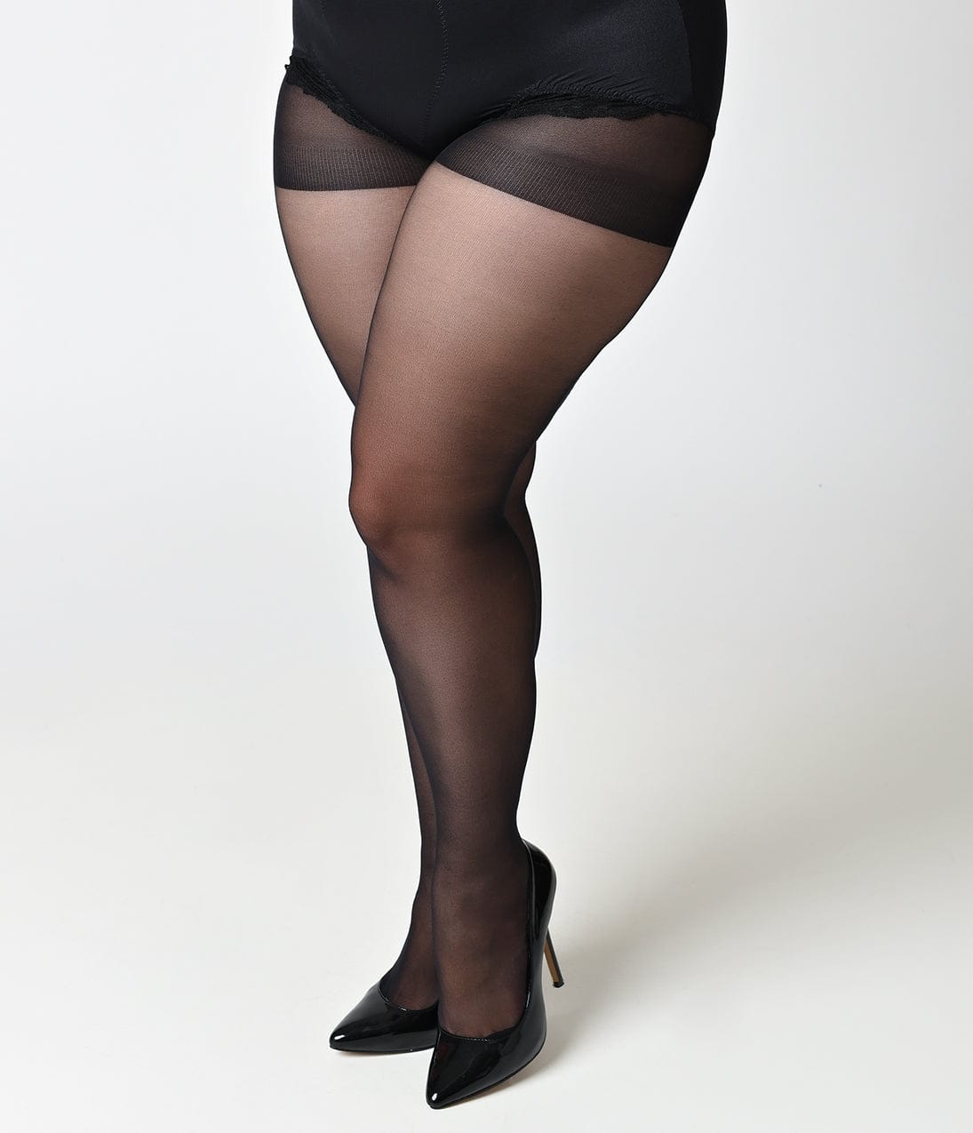 Plus Size Black Sheer Backseam Pantyhose