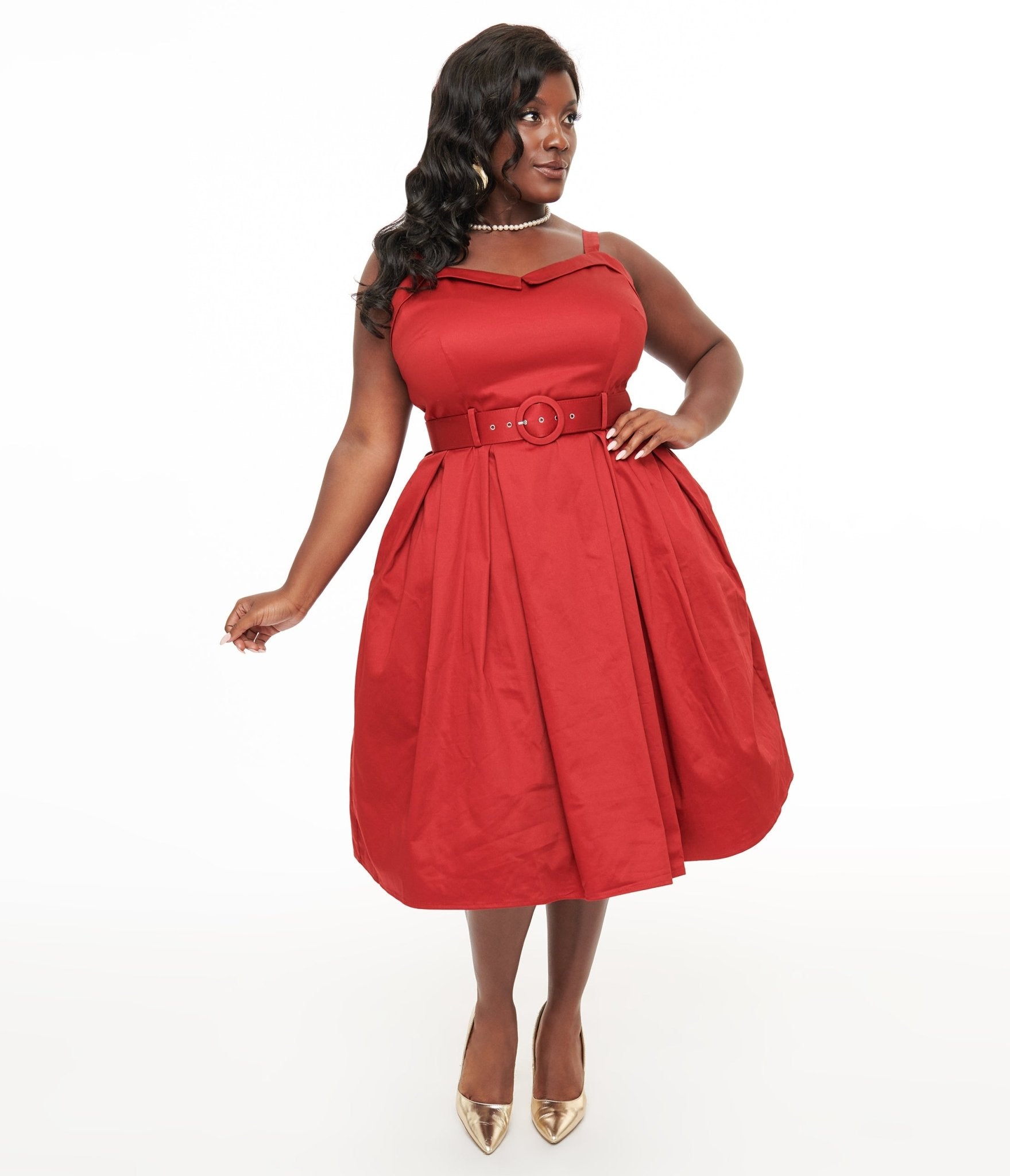 Collectif Plus Size 1950s Red Dorothy Swing Dress