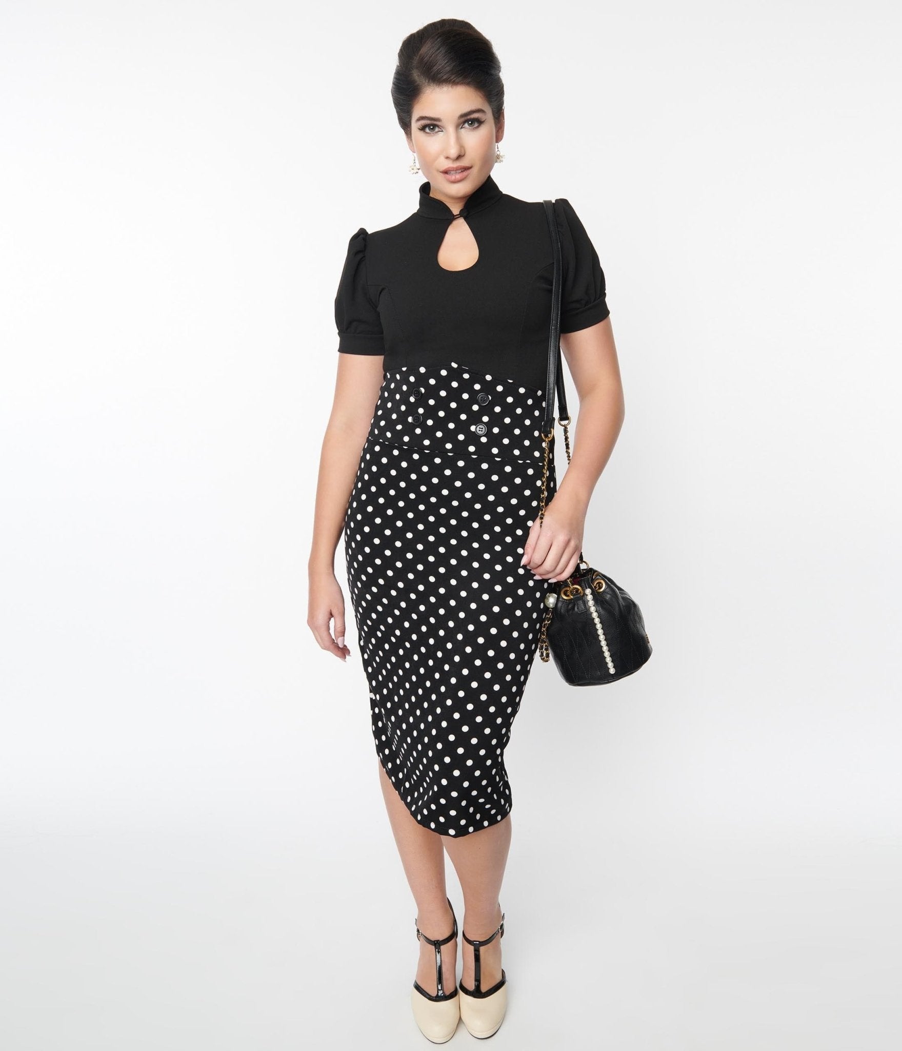 Black & White Polka Dot Wiggle Skirt