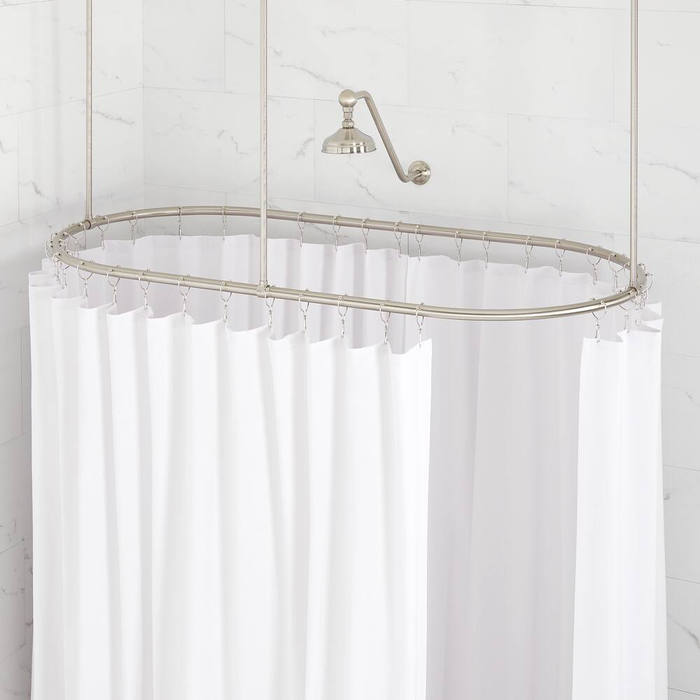 Signature Hardware 466785 61-1/2 x 30-1/4 Oval Solid Brass Shower Curtain Rod