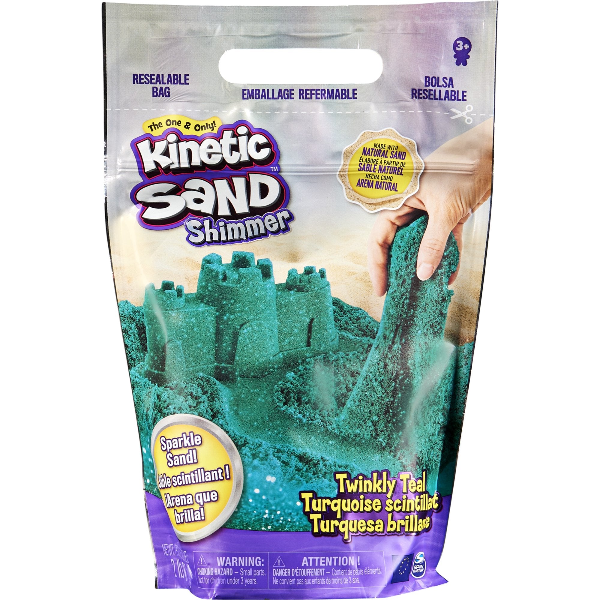 Spin Master 6060801 Kinetic Sand Twinkly Teal 2lb Bag of All-Natural Shimmering Play Sand