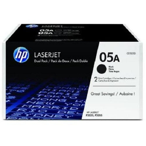 HP CE505D 05A Black Original Laser Jet Toner Cartridges, 2pack