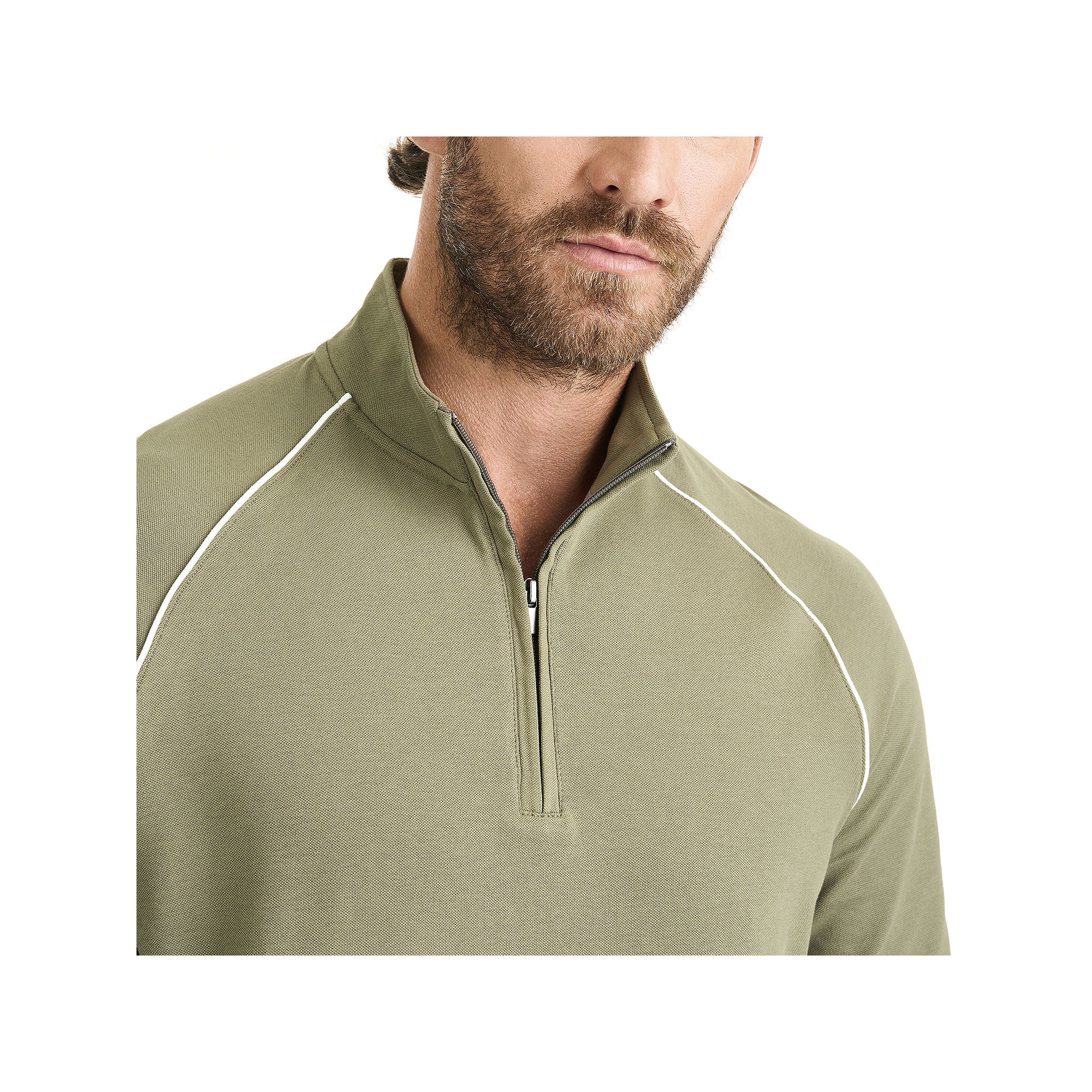 Van Heusen Mens Mock Neck Long Sleeve Quarter-Zip Pullover - Deep Lichen Green XX-Large