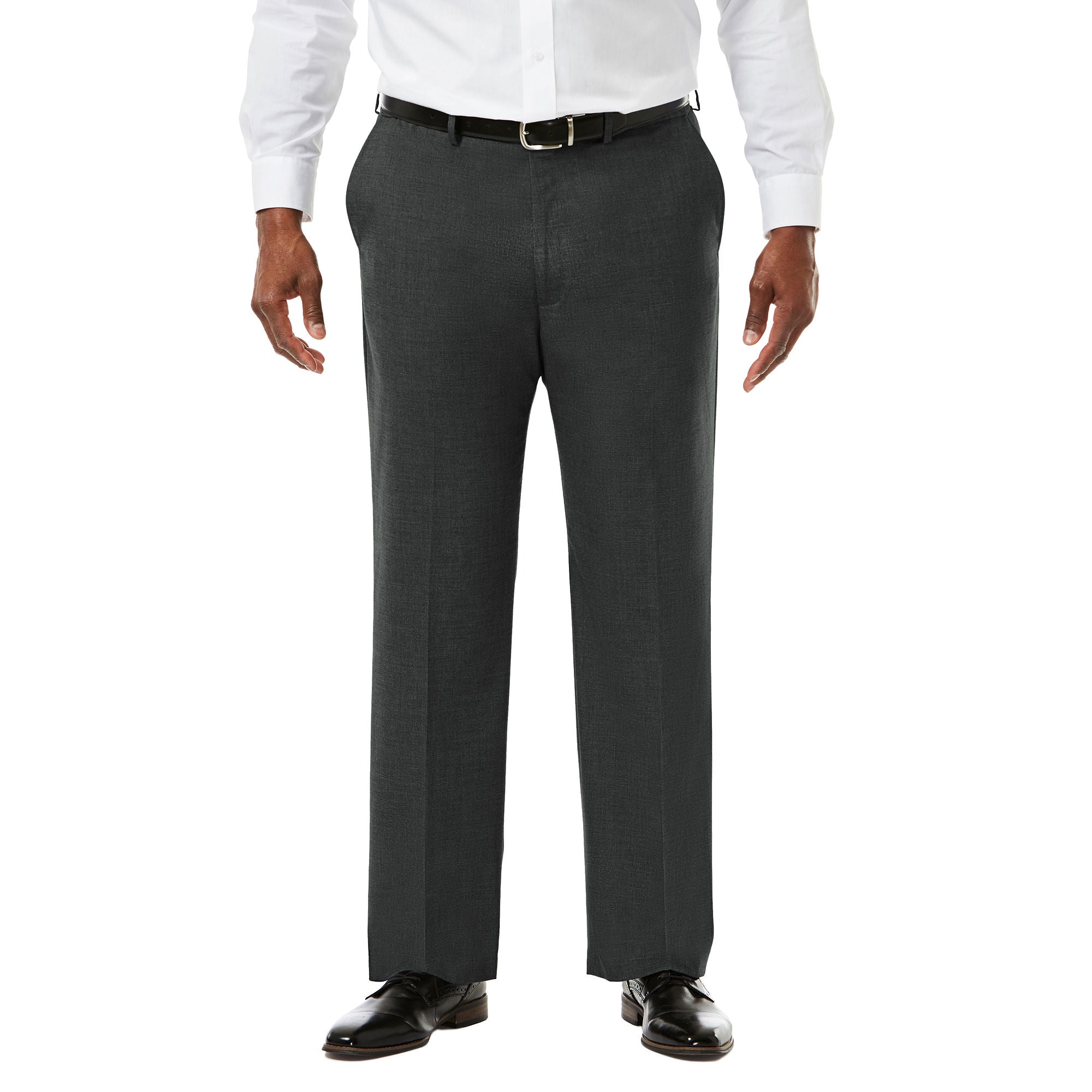 Haggar Jm Premium Stretch Sharkski Classic Fit Flat Front Suit Pants - Big & Tall - Med Grey 44X30