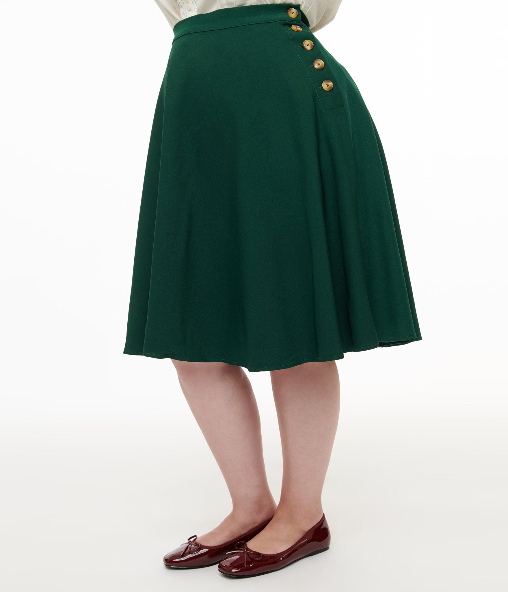 Hell Bunny Plus Size 1950s Green Ravenwood Swing Skirt