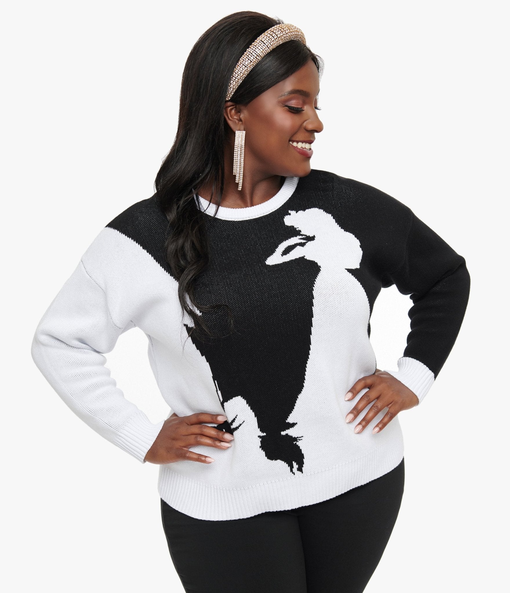 Disney Princess collection by Unique Vintage Plus Size Black & White Maleficent Aurora Sweater