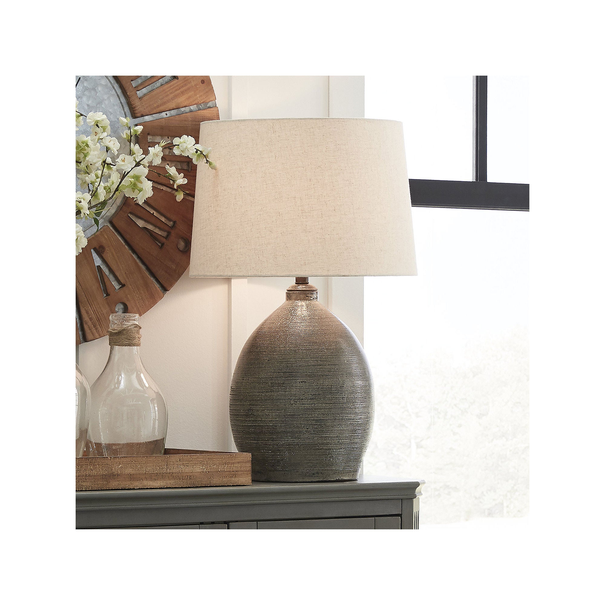 Signature Design By Ashley Joyelle Ceramic Table Lamp - GRAY ONE SIZE