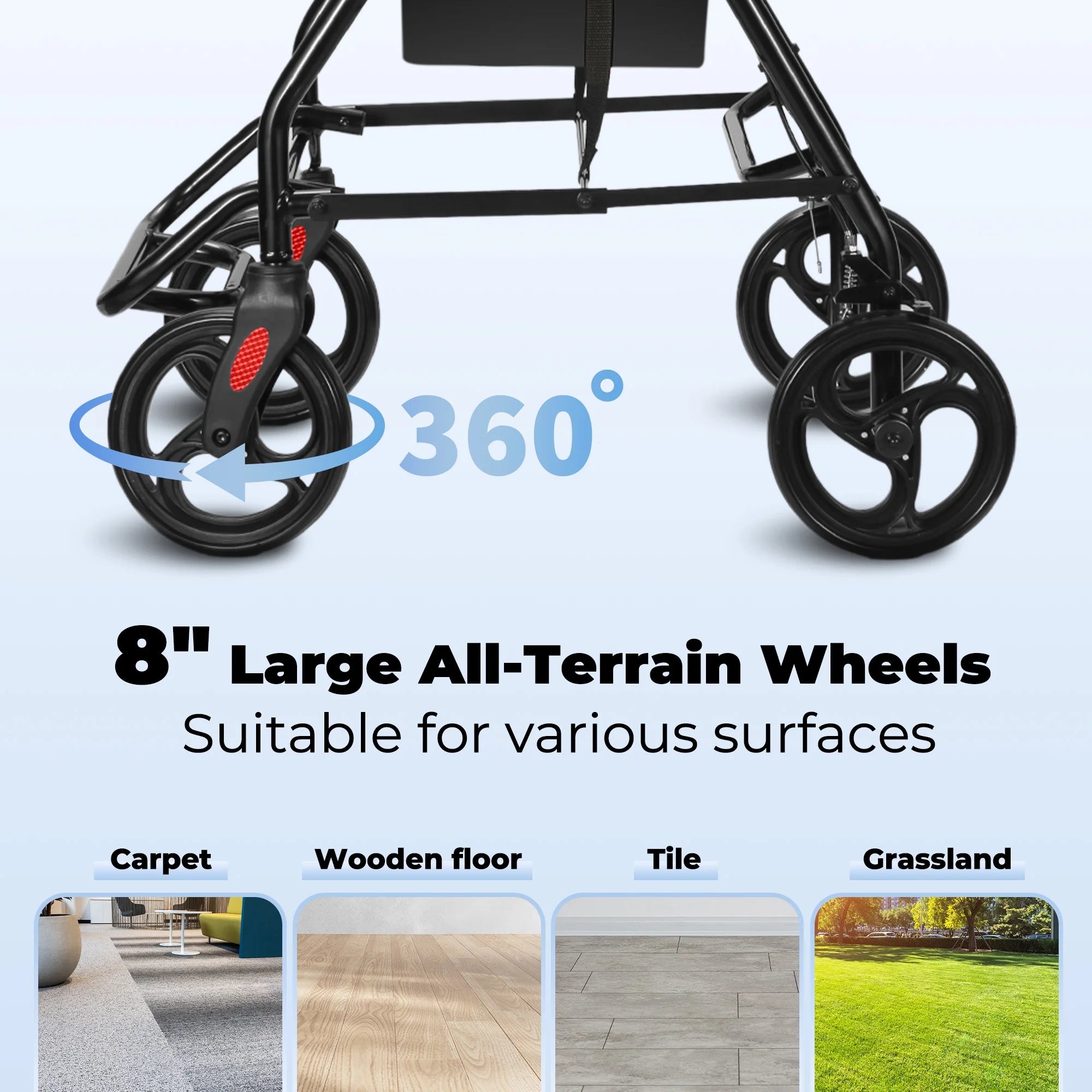 MaxKare Rollator Walker 8 Wheels with Seat & Padel for Seniors
