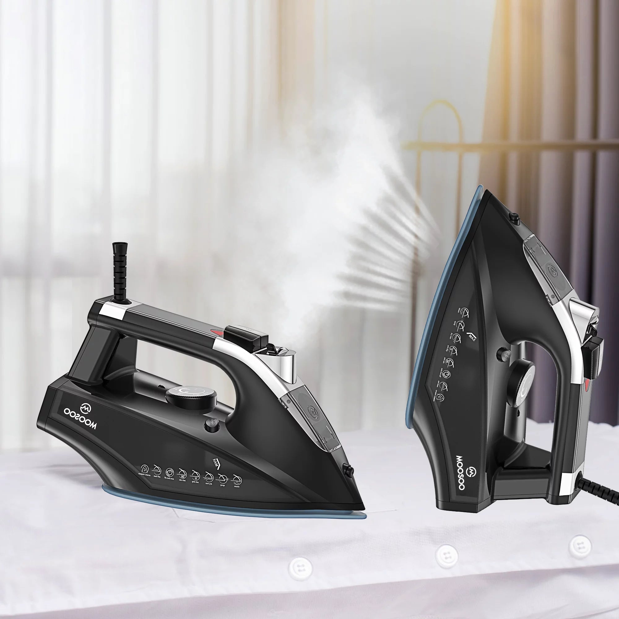 MOOSOO ST1800 1800W Professional Steam - Dry Iron Lightweight Portable Steam Iron with Auto-Off Protect, Anti-Drip