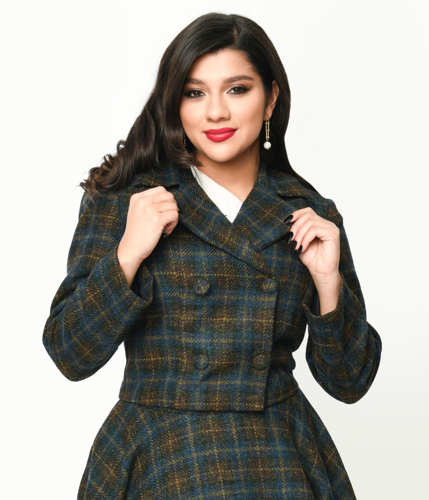 Blue & Green Check Plaid Jacket