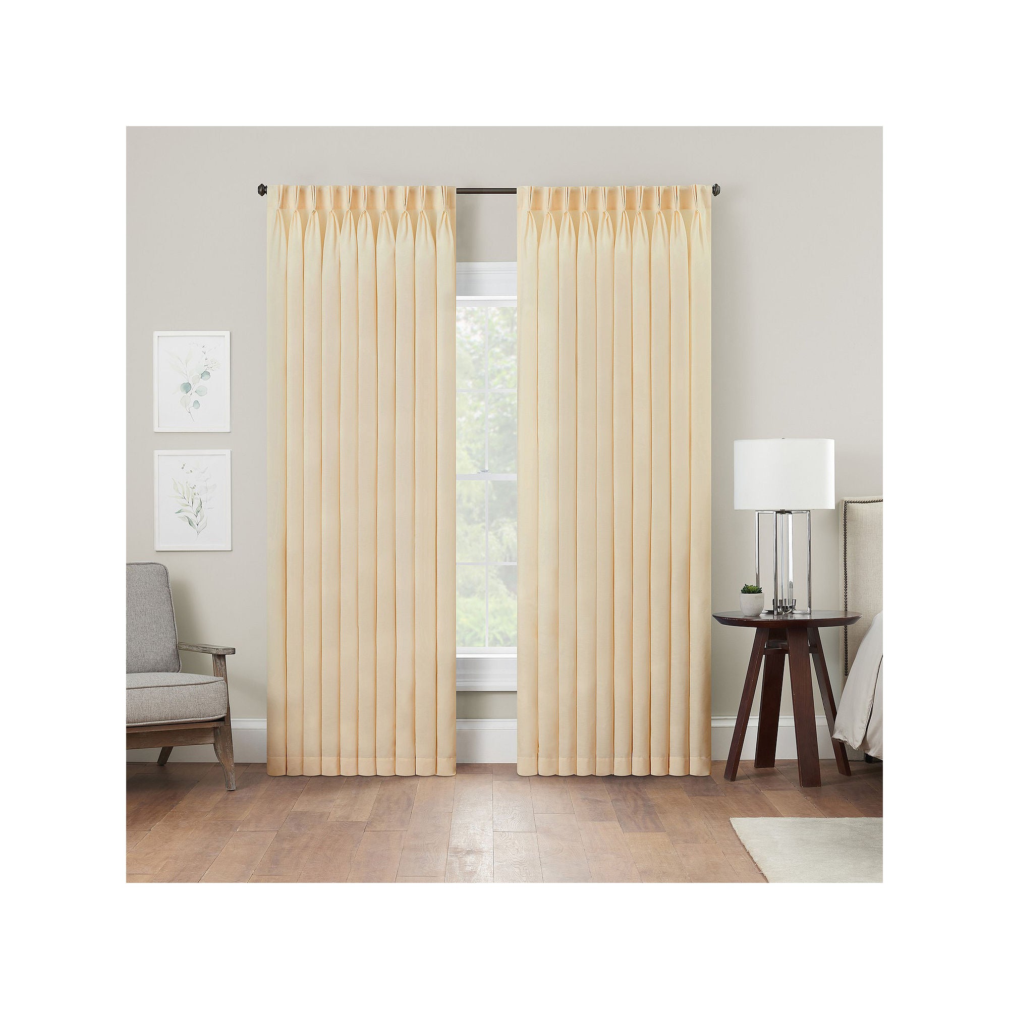 Waverly Serendipity 10-Pleat Light-Filtering Pinch Pleat Single Curtain Panel Beige