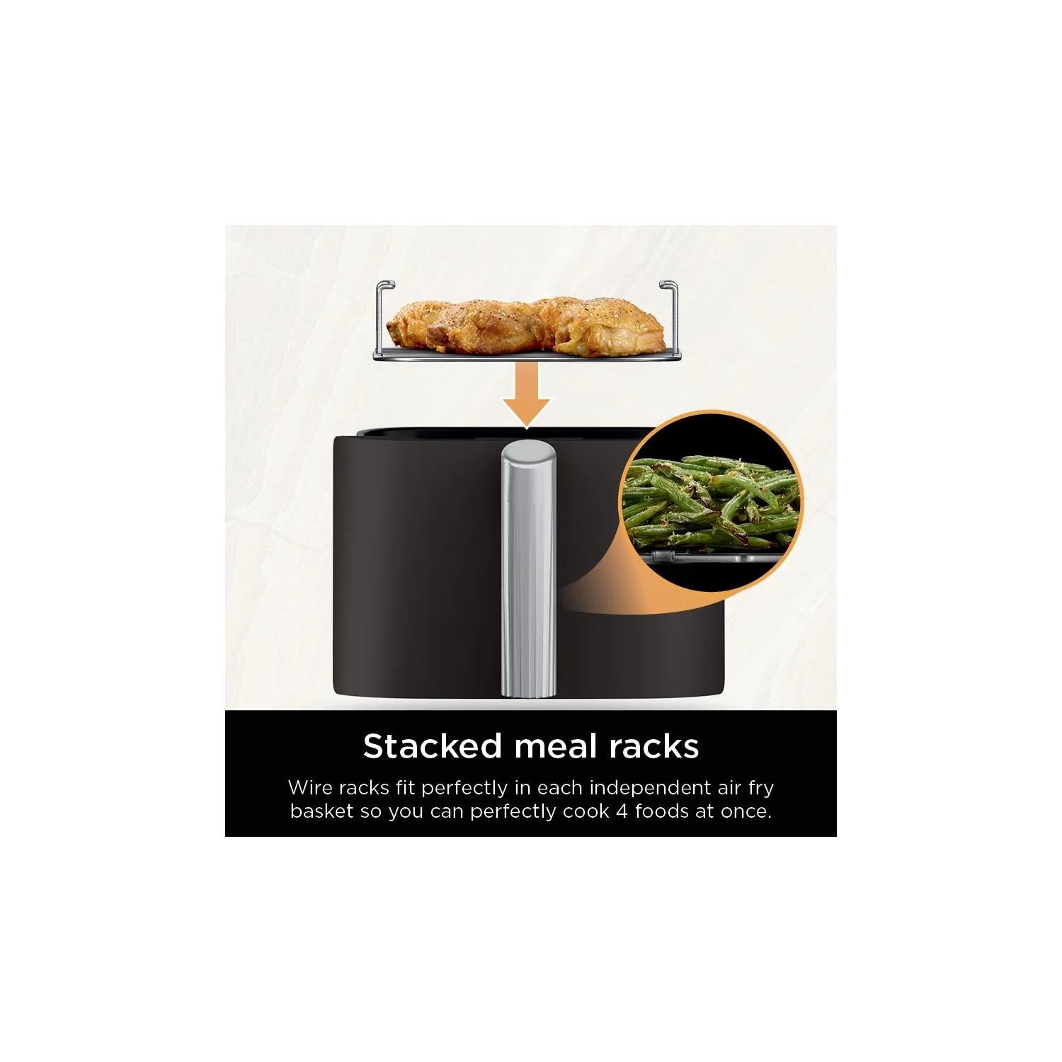 SharkNinja SL200 Ninja DoubleStack 8 Qt 4-in-1 2-Basket Air Fryer Space Saving Design