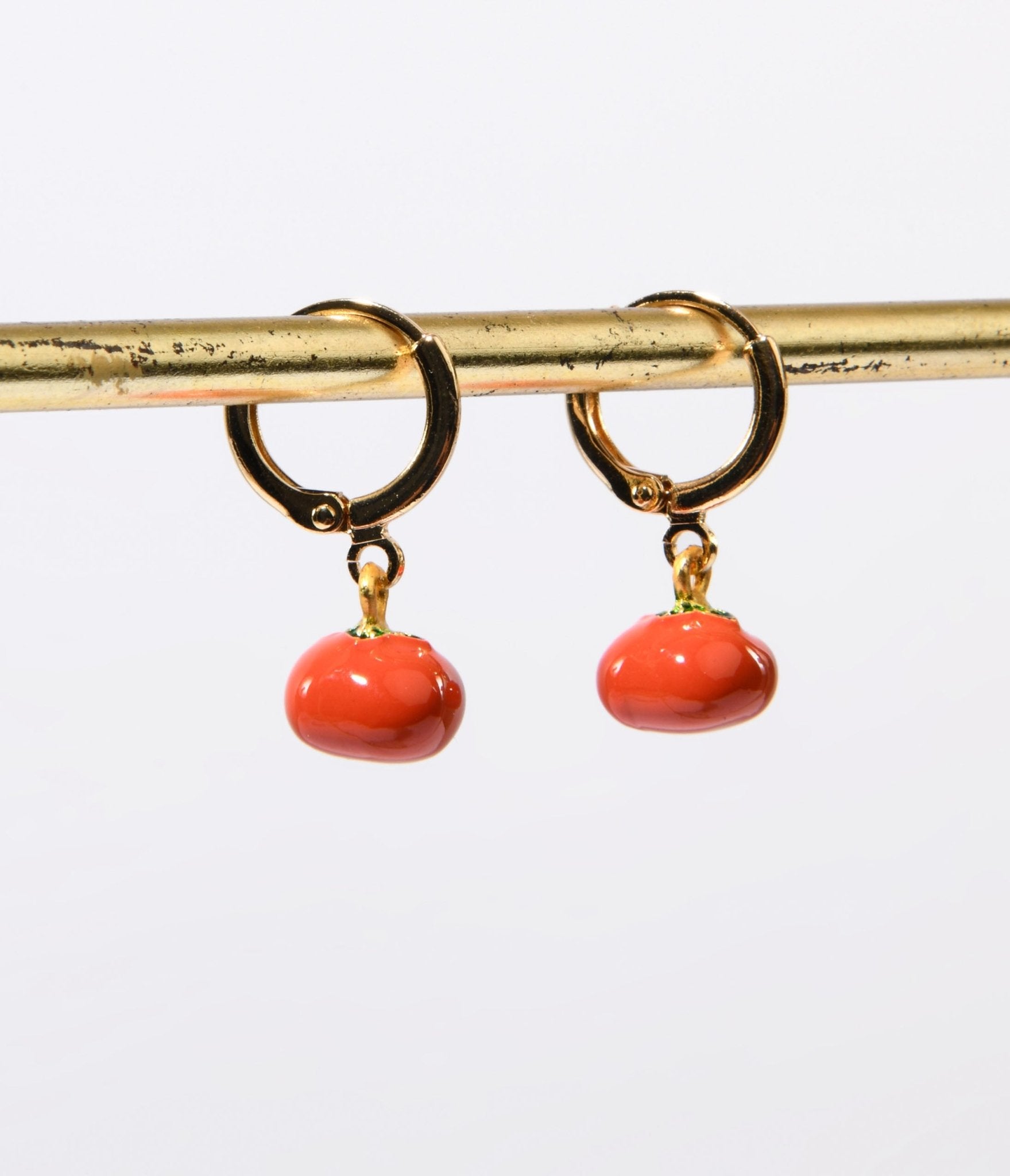 Tomato Huggie Drop Earrings