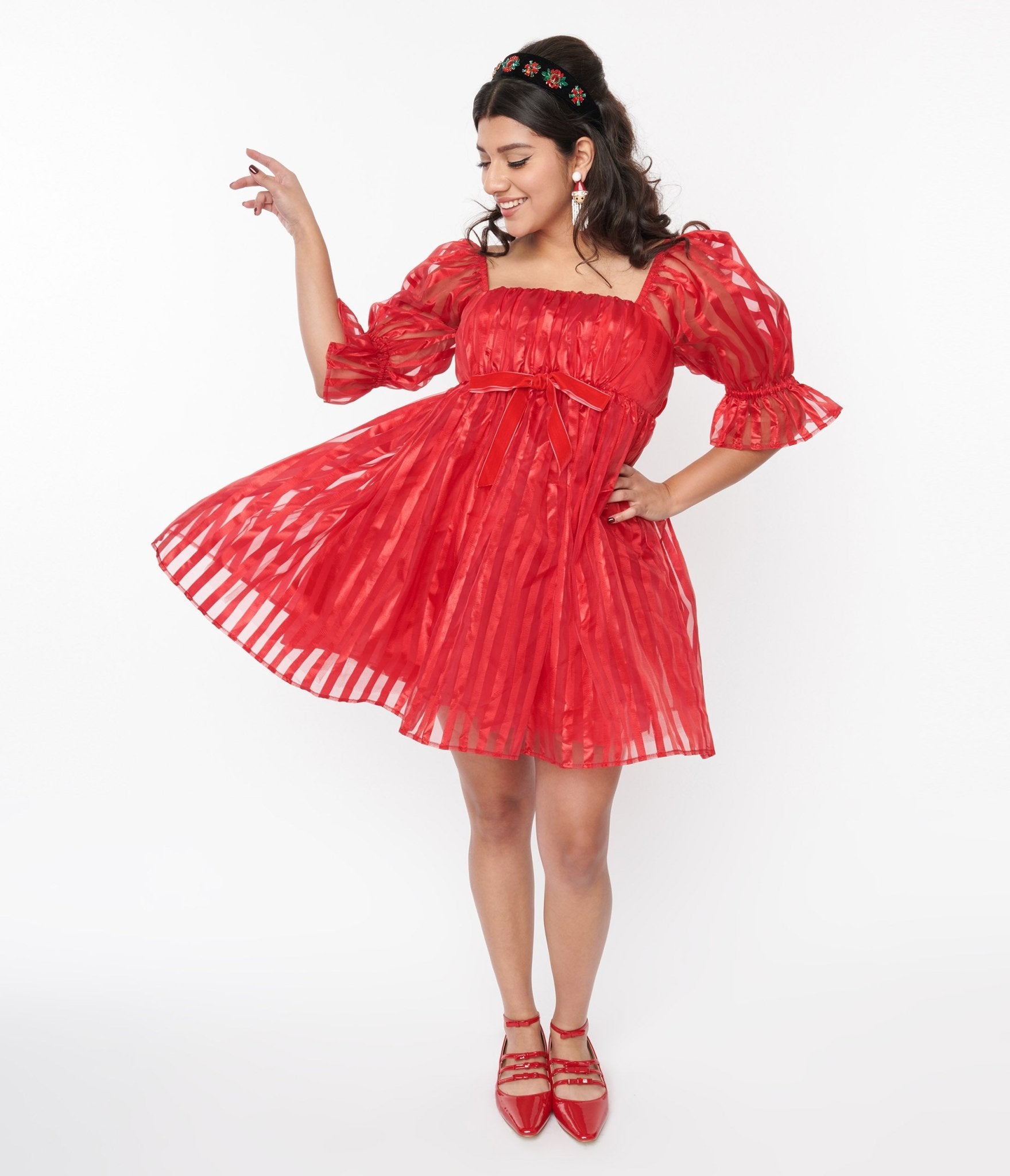 Smak Parlour Red Striped Love Interest Babydoll Dress