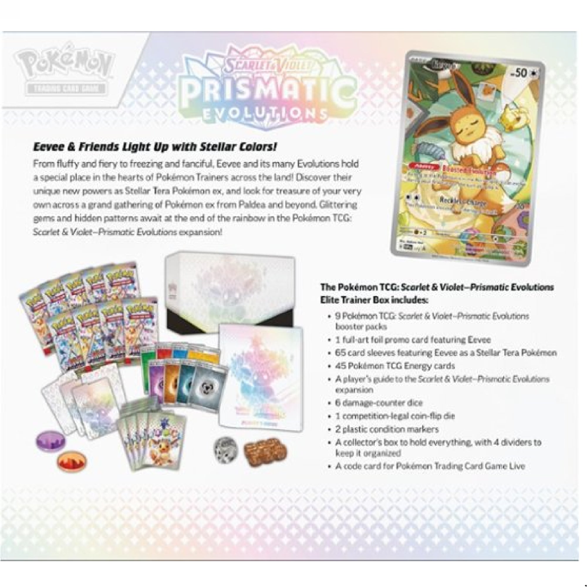 Pokemon 100-10013 Trading Card Game: Scarlet & Violet - Prismatic Evolutions Elite Trainer Box