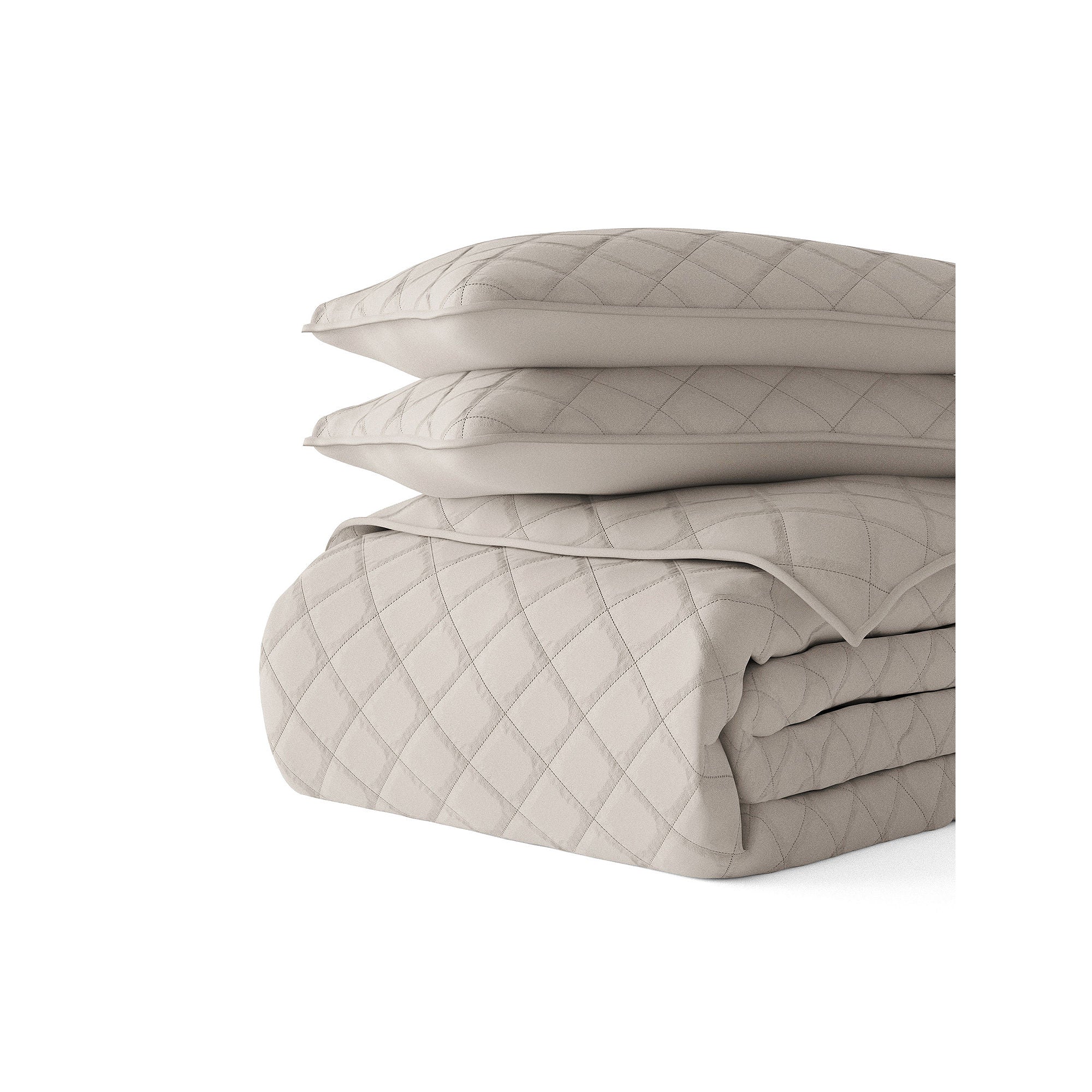 Casual Comfort Diamond Stitch Quilt Set Beige - King-California King