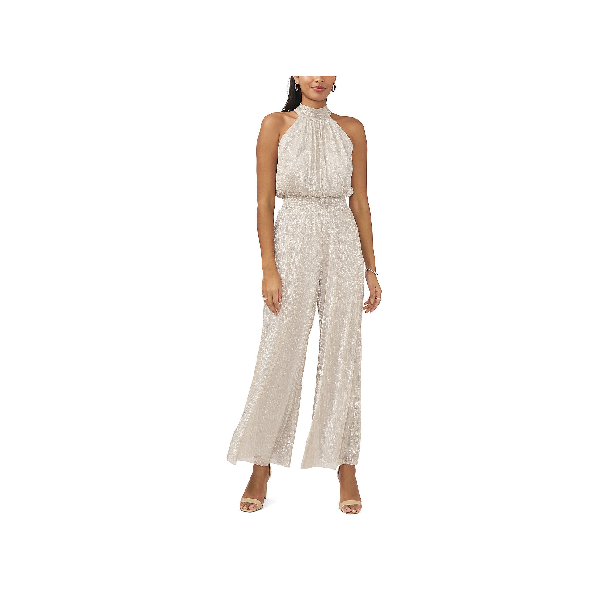 Msk Sleeveless Jumpsuit - SILVER GOLD X-LARGE