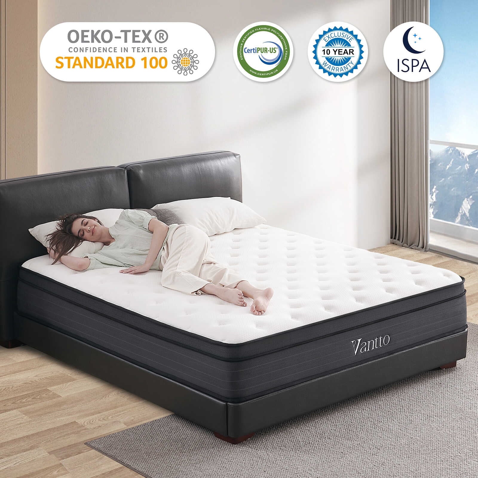 Vantto WM-10F-01 10 Full Memory Foam Mattress W/Motion Isolation, Pressure Relief