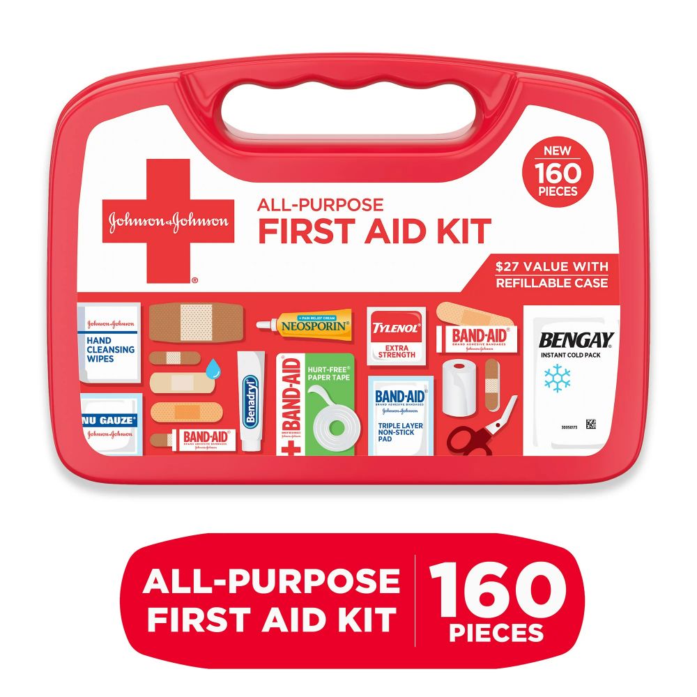 Johnson & Johnson 84981786 All-Purpose Portable Compact First Aid Kit, 160 pc