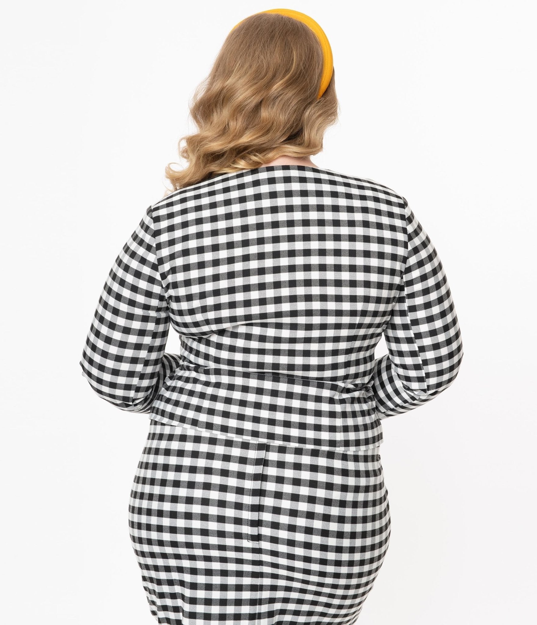 Collectif Plus Size Black & White Gingham Lorinna Jacket