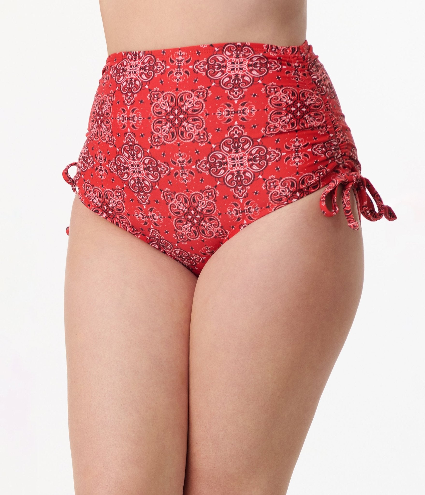 Unique Vintage Red Bandana Print Provincetown Swim Bottom