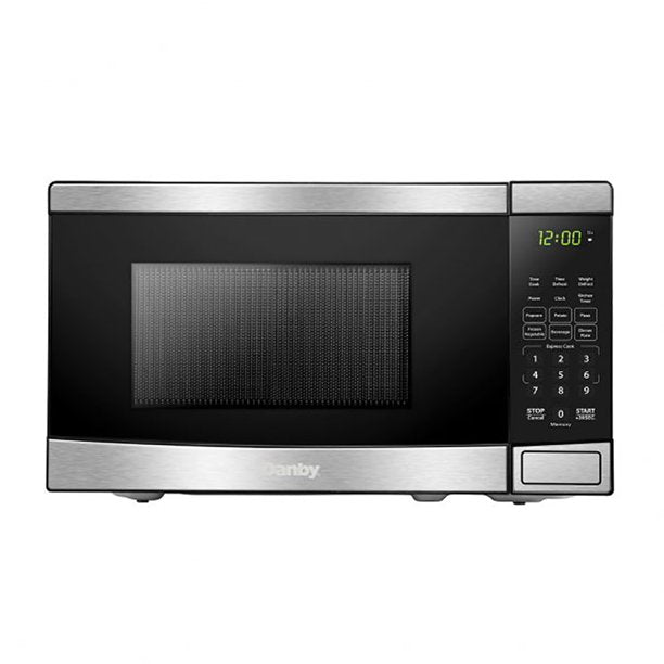 Danby DBMW0721BBS 700W 0.7 Cubic Feet Convenient Stainless Steel Countertop Microwave, Black