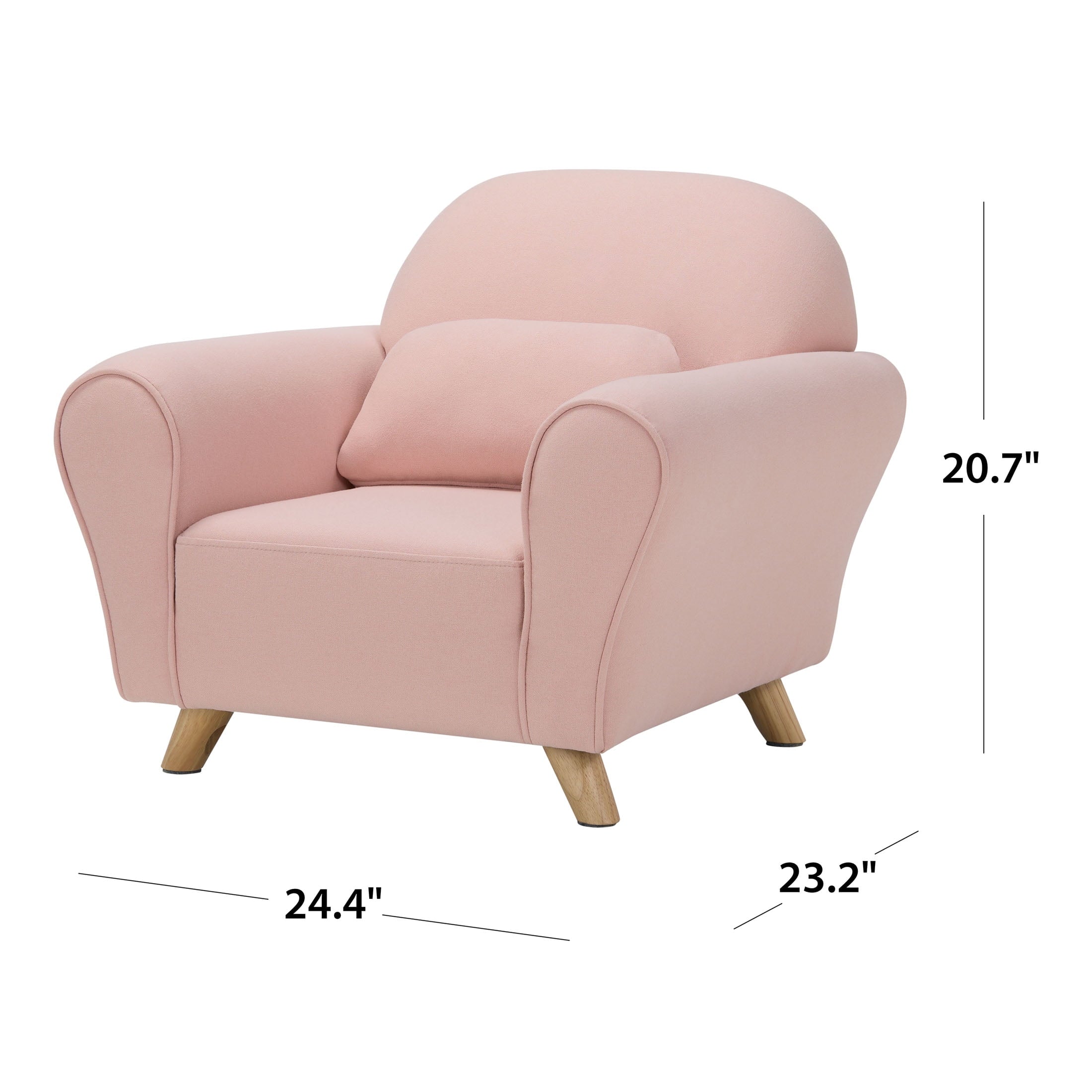 Nisco F907 Kids Modern Upholstered Accent Armchair, Light Pink