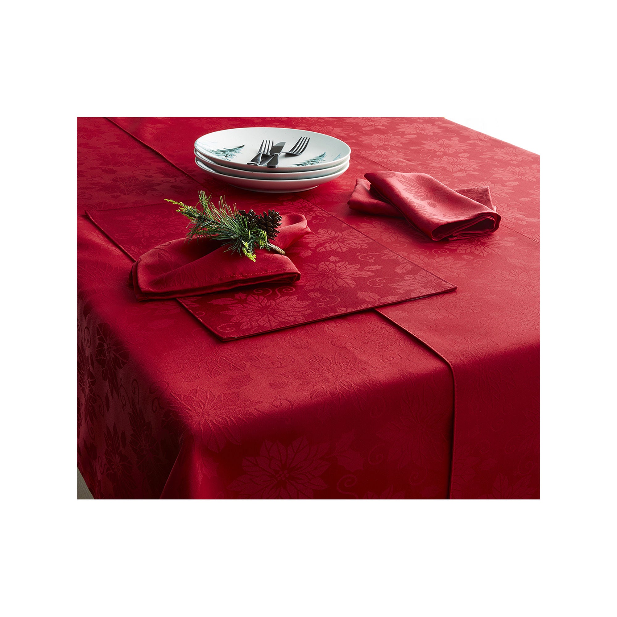 Homewear Holiday Red Jacquard Tablecloth - RED ONE SIZE