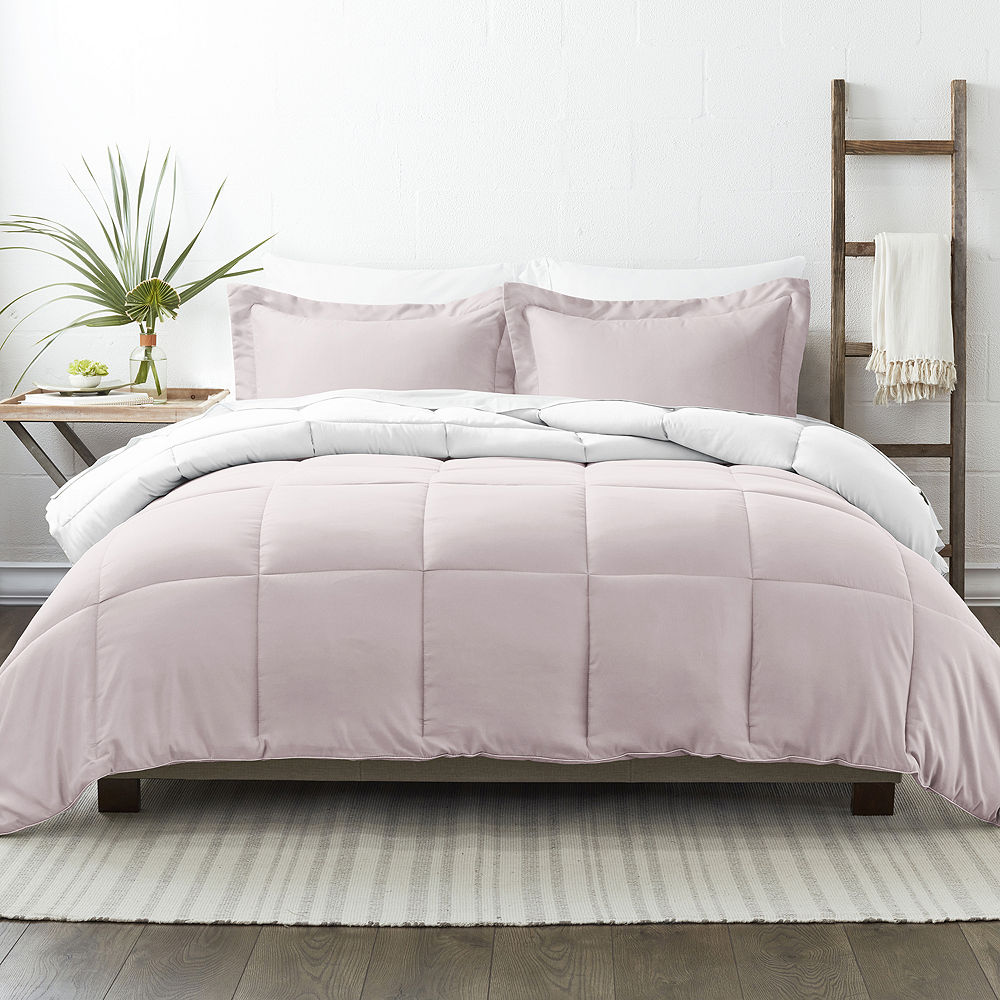 Casual Comfort Solid Reversible Lightweight Down Alternative Comforter Set Pink - Twin-Twin XL