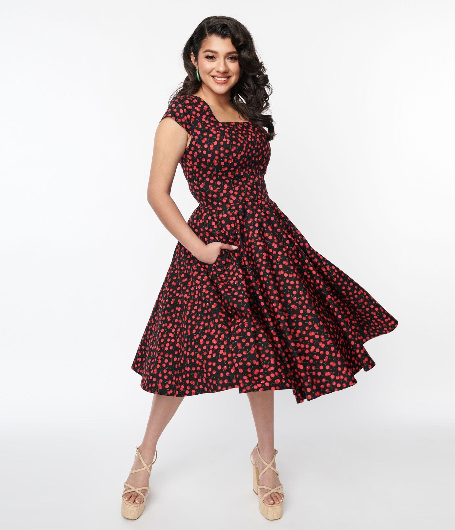 Magnolia Place Black & Cherry Anna Swing Dress