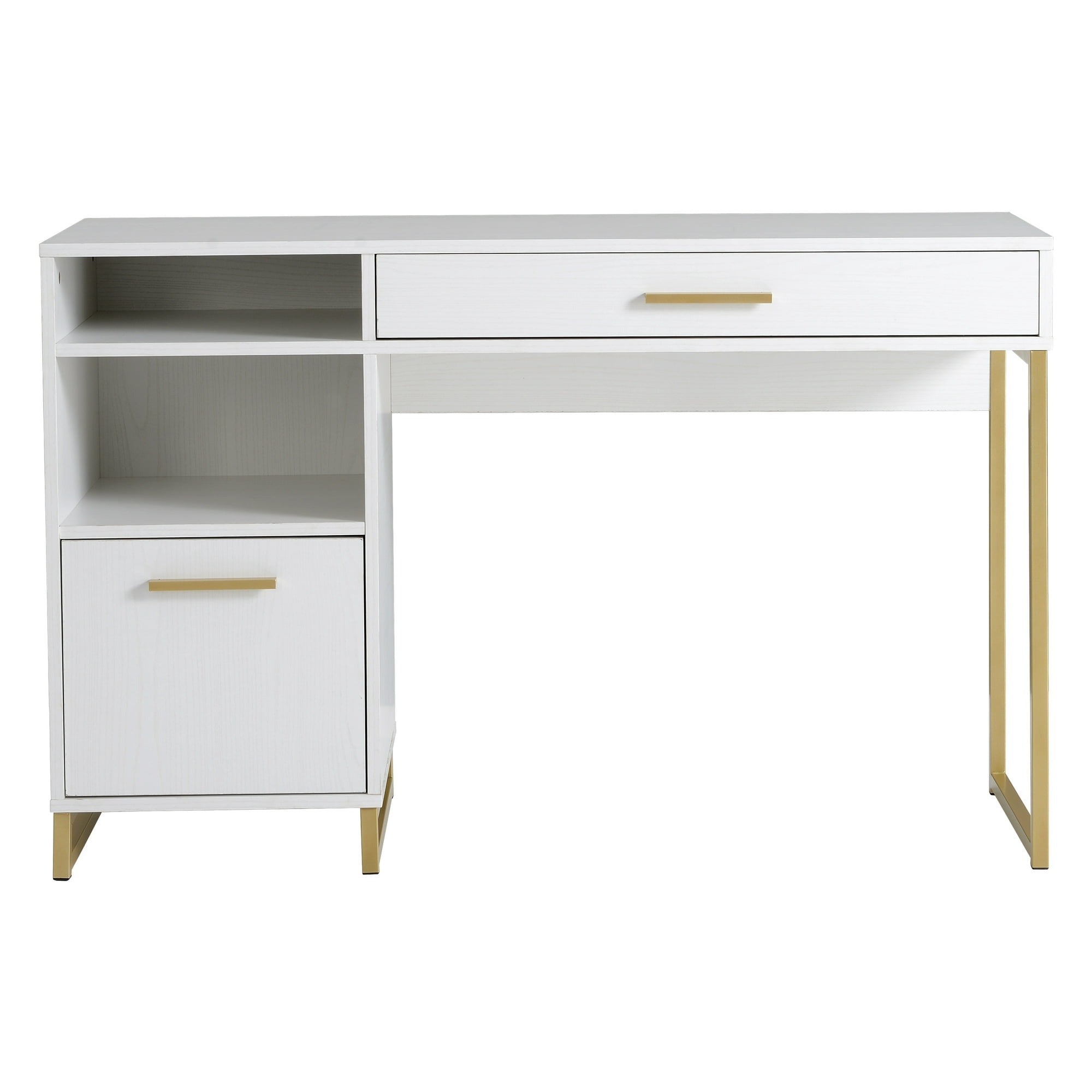 Mainstays H20-0560-W Wood & Metal Writing Desk with 1 Drawer and 1 Door 29.92 White Finish