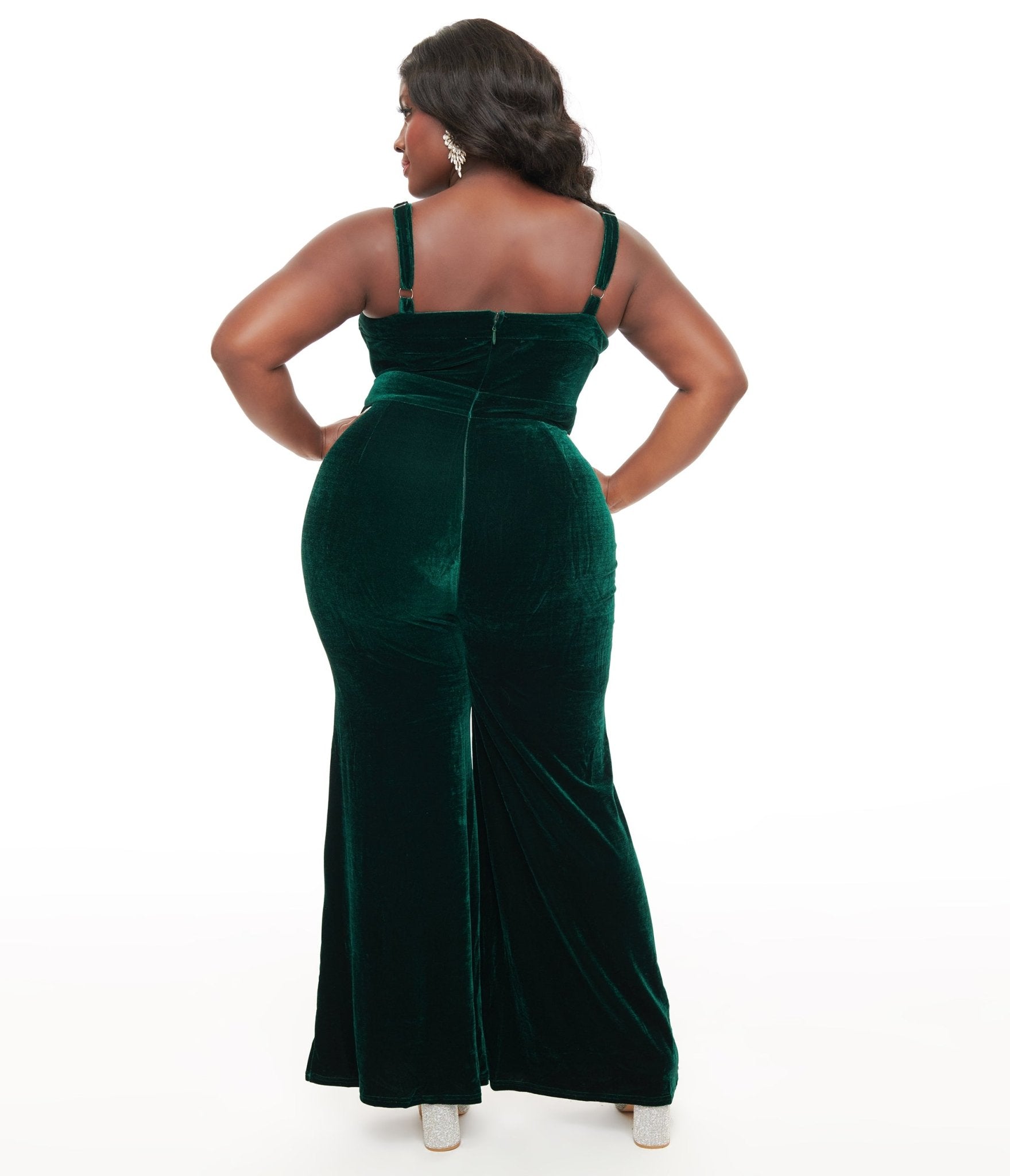 Plus Size Emerald Velvet Jumpsuit