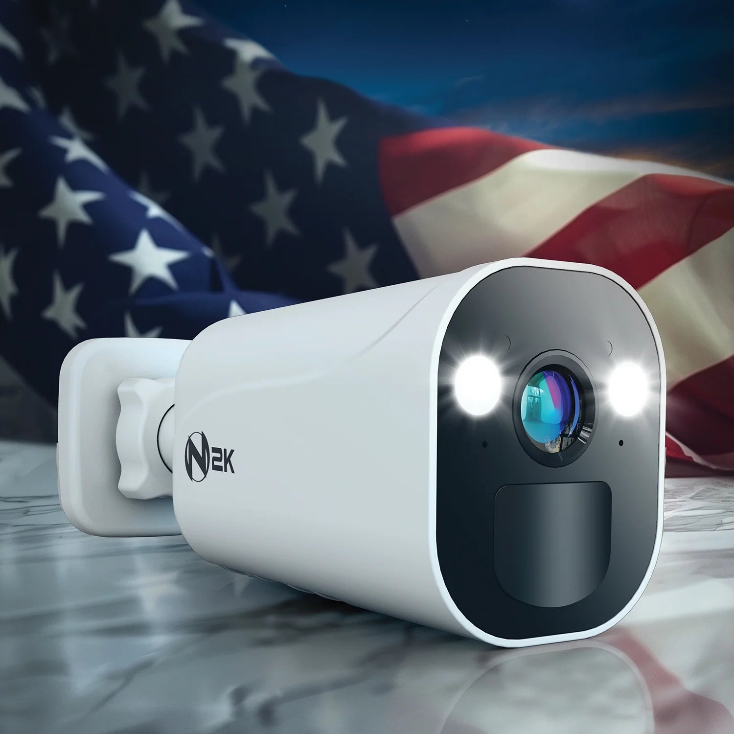 Night Owl CAM-BWNIP4-BU No-Wire (Battery) 2K Spotlight Cameras with 2-Way Audio Alerts & Siren - White