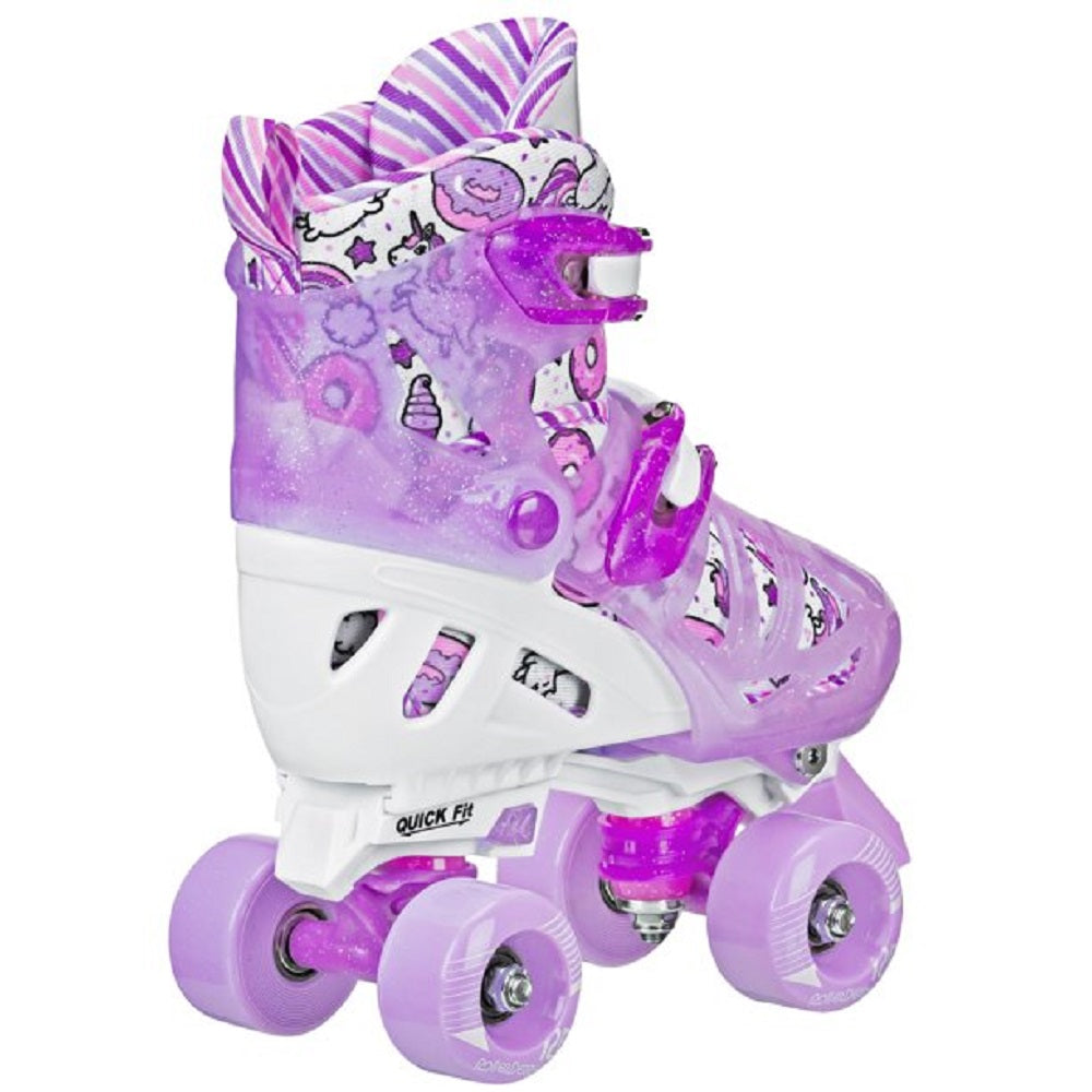 Roller Derby W346G2S Pearl Adjustable Girl's Roller Skates Donuts, Size: Small (12-2), urple/White