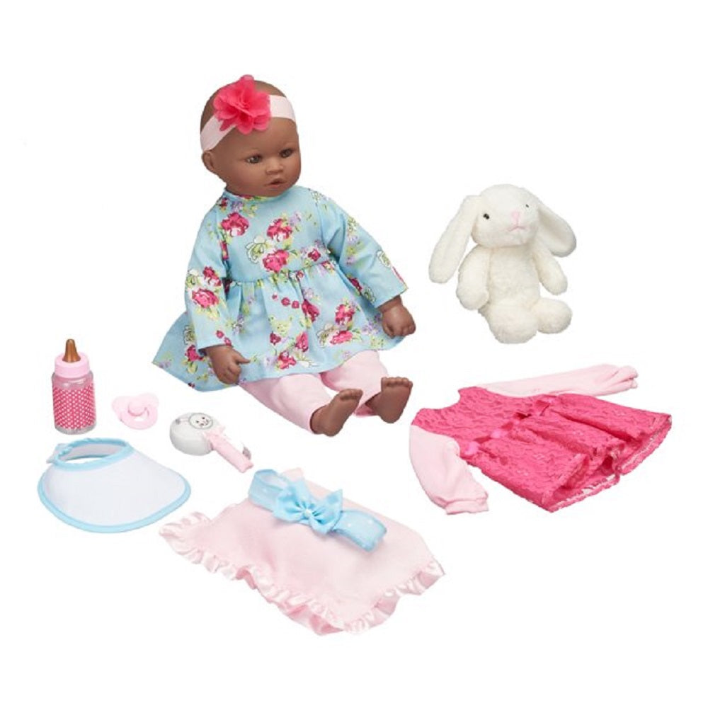 My Sweet Love 18 Doll and Accessories Set with Plush Bunny, African American - Lightweight